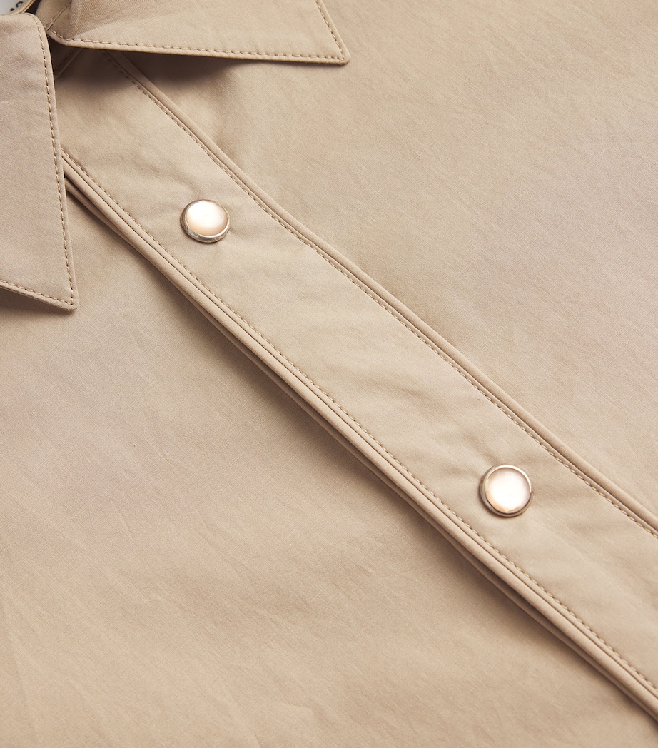 Le 17 Septembre Mens Cotton Press-Stud Shirt Beige Image 5