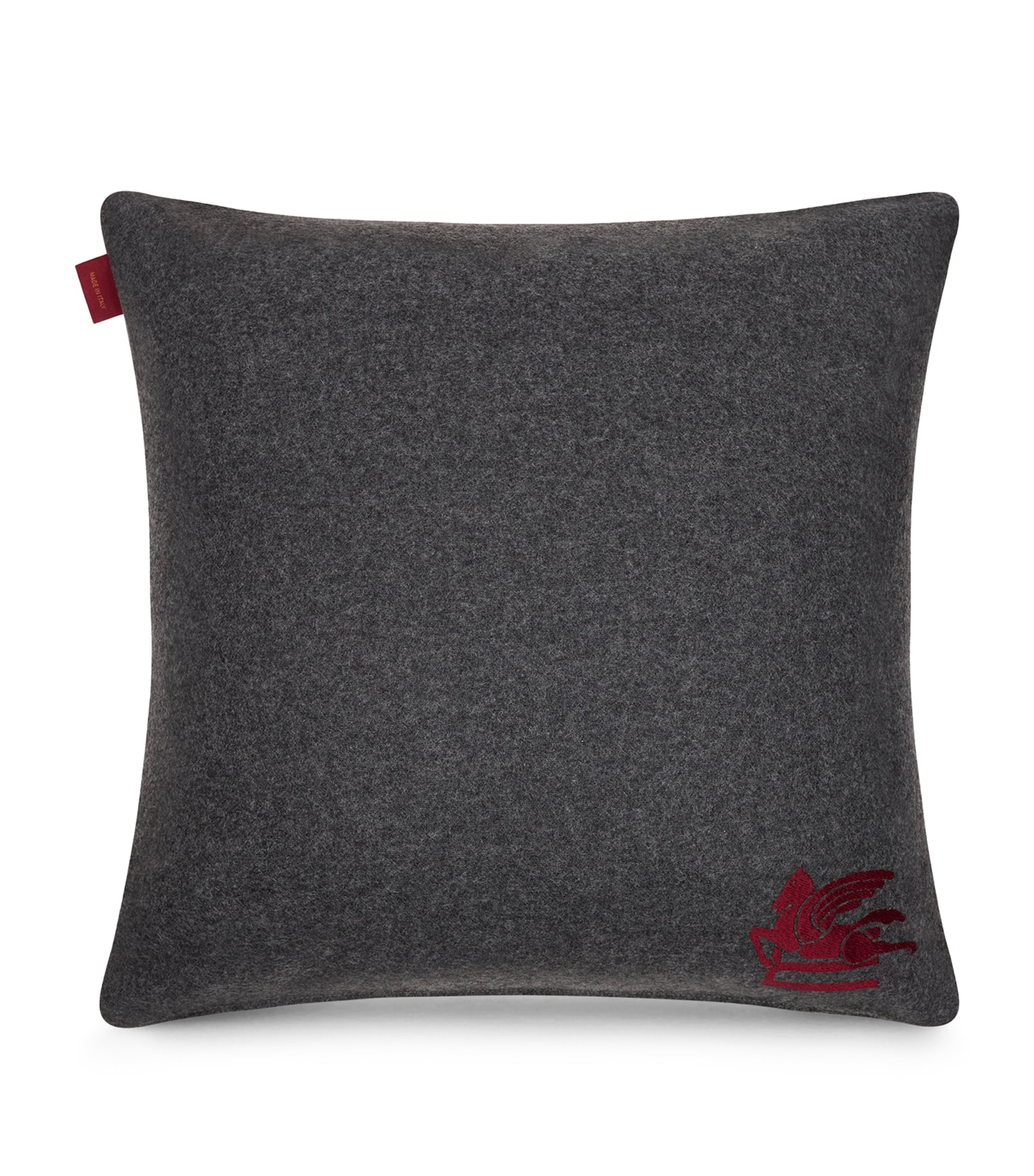 Wool-Blend Embroidered Paisley-Trim Cushion (45cm) SMOKE GREY Image 2