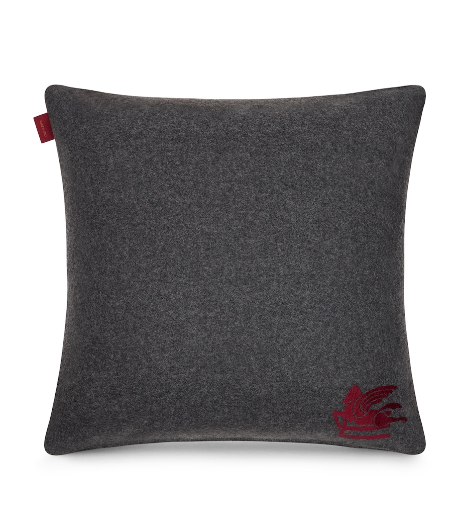 Wool-Blend Embroidered Paisley-Trim Cushion (45cm) SMOKE GREY Image 2