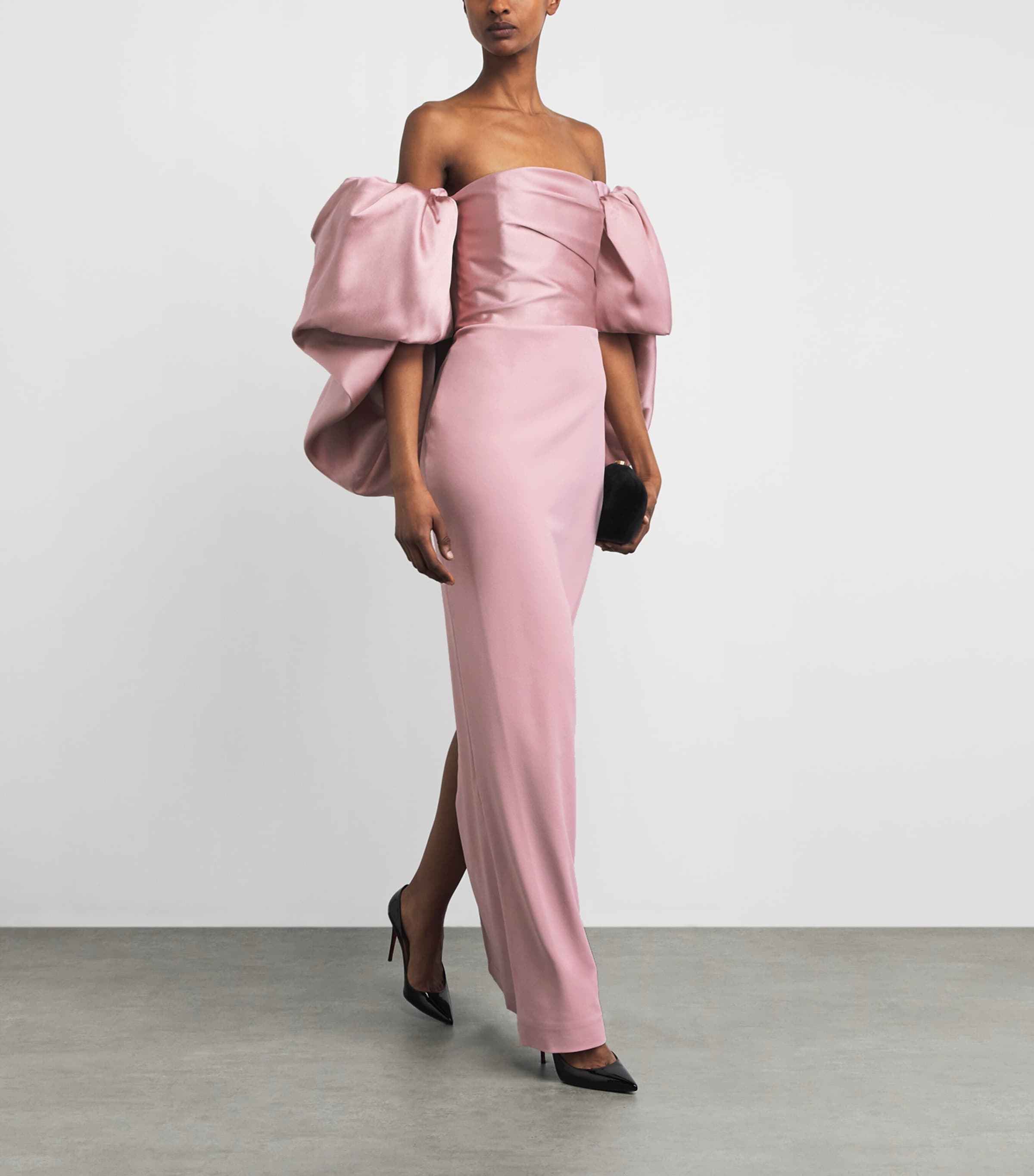 Solace London Womens Satin-Trim Floris Gown Petal Pink Image 2