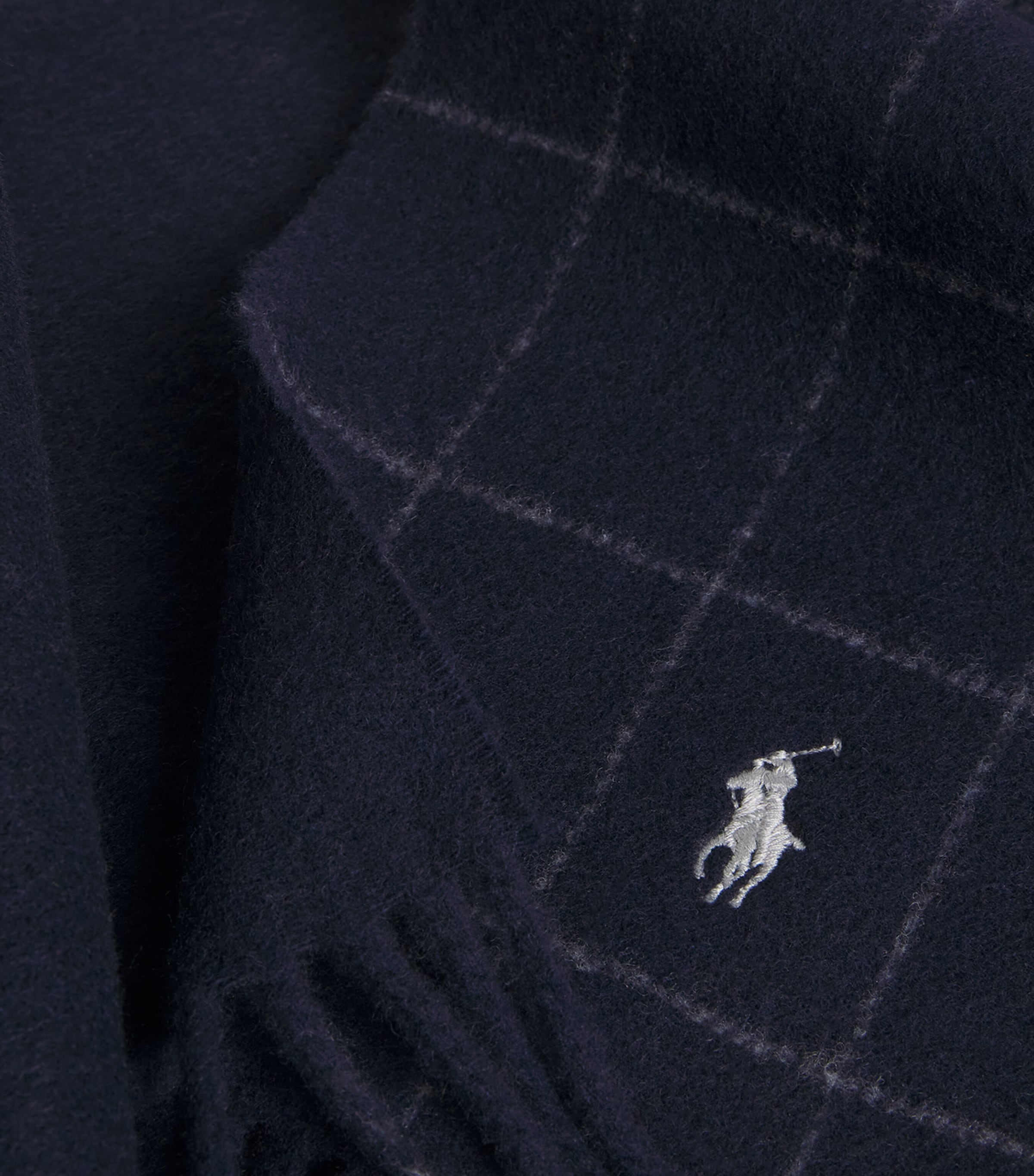 Cashmere Polo Pony Fringe Scarf BLACK Image 4