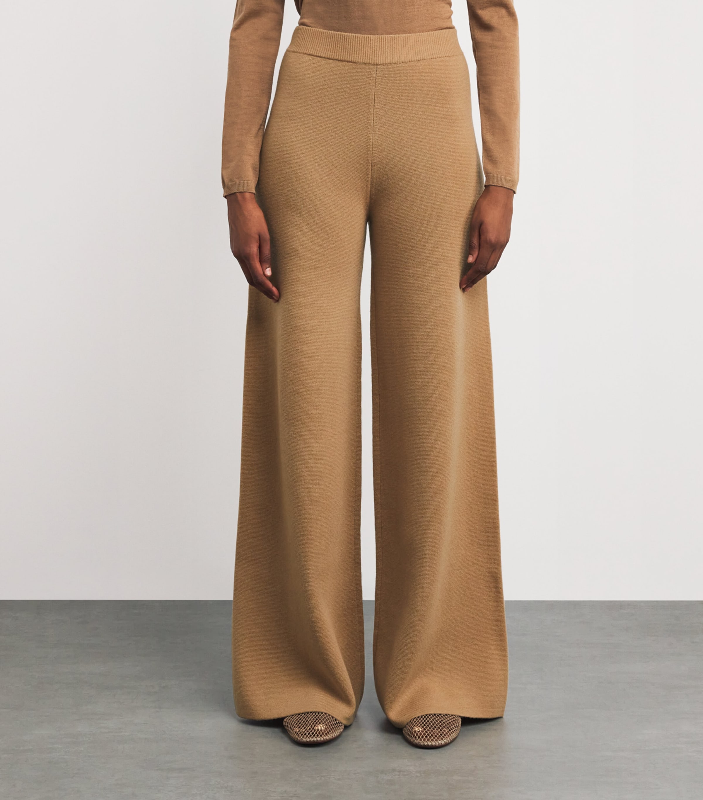 Wool-Cashmere Wide-Leg Trousers CAMEL Image 3