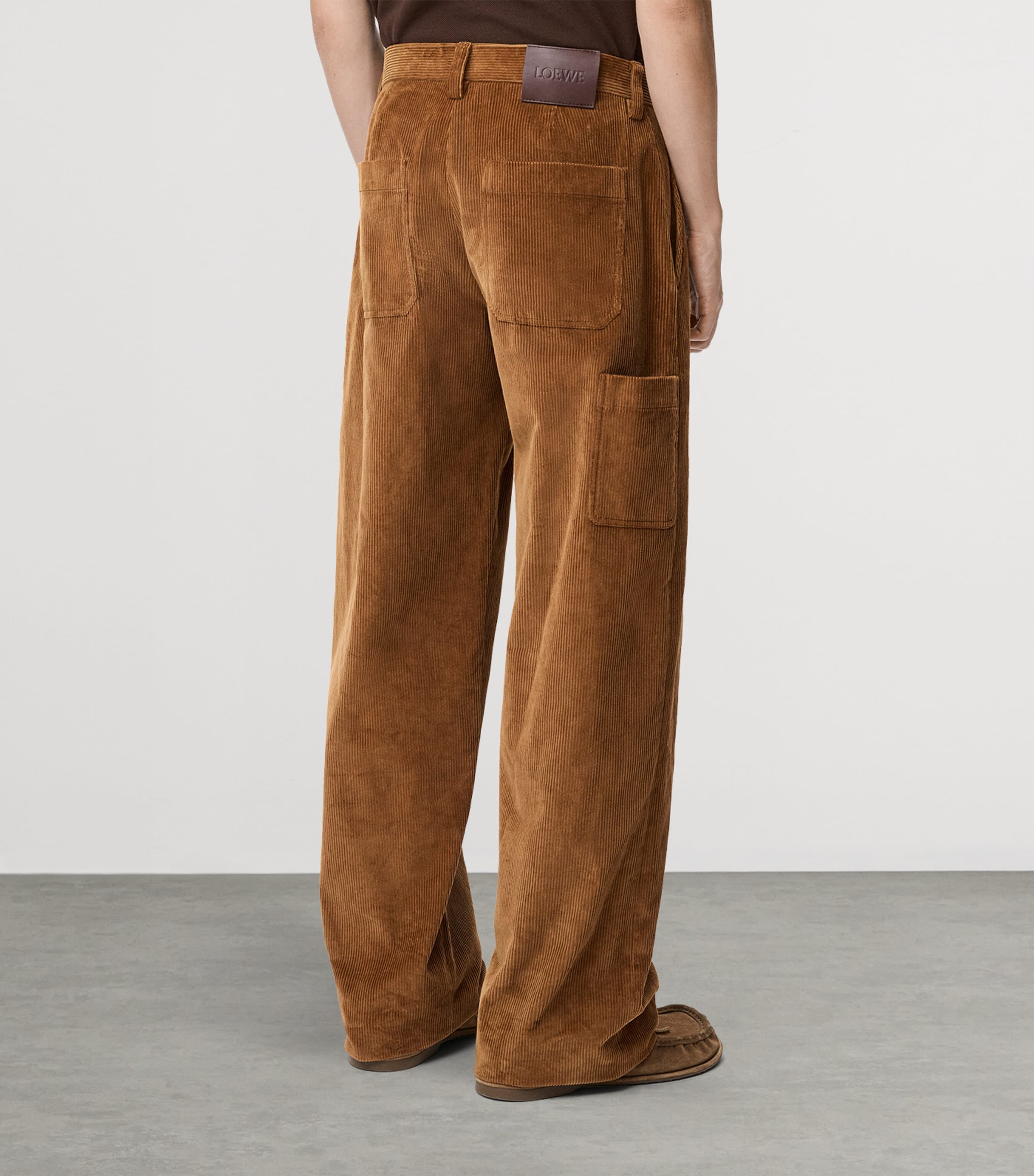 Cotton Corduroy Straight Trousers BROWN Image 4