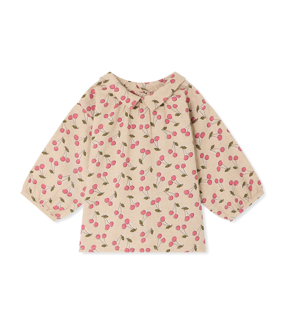 Bonpoint Cotton Cherry Print Blouse (6-18 Months) Imp Mastic Image 1