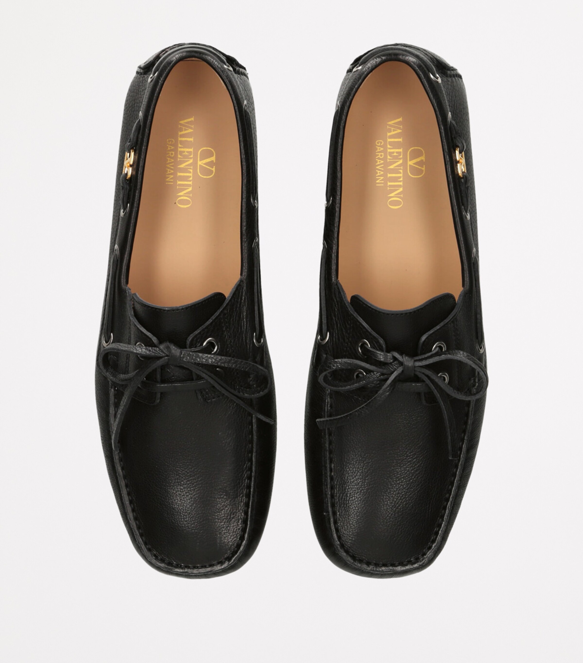 Valentino Garavani Black Leather Driving Shoes | Harrods US
