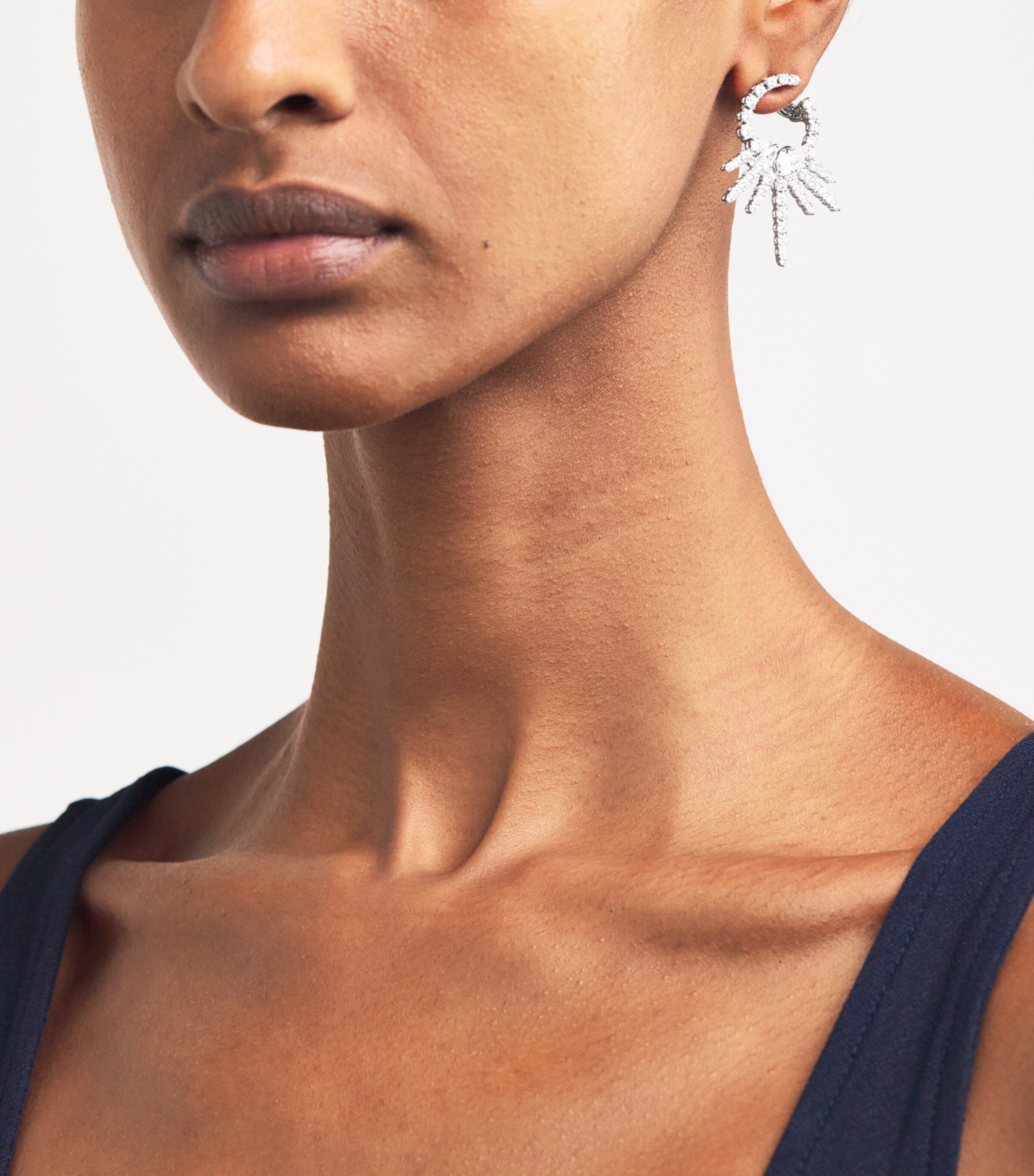 White Gold and Diamond Hoop Earrings WHITE GOLD Image 5