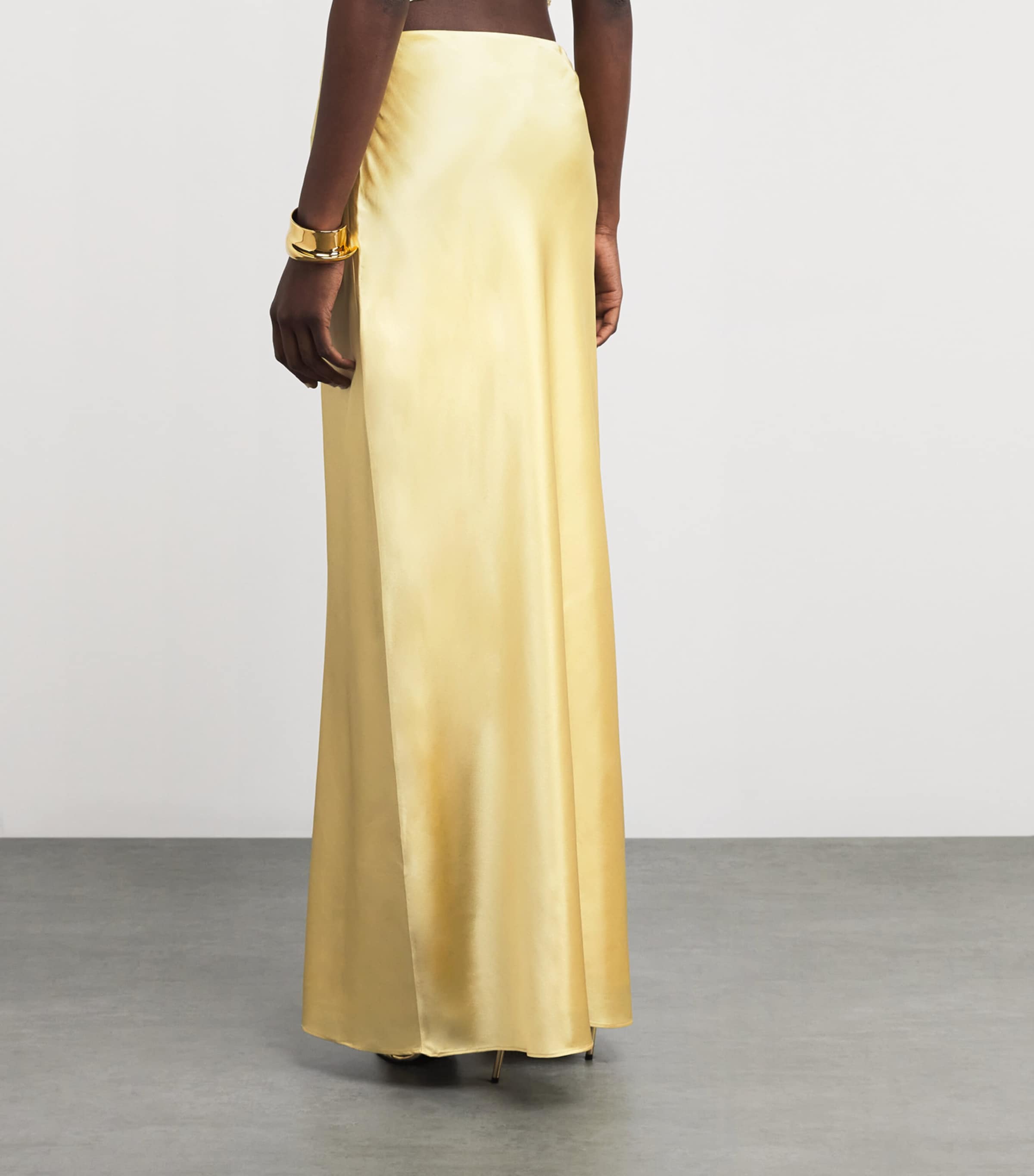 Satin Chantel Maxi Skirt LIGHT GOLD Image 4