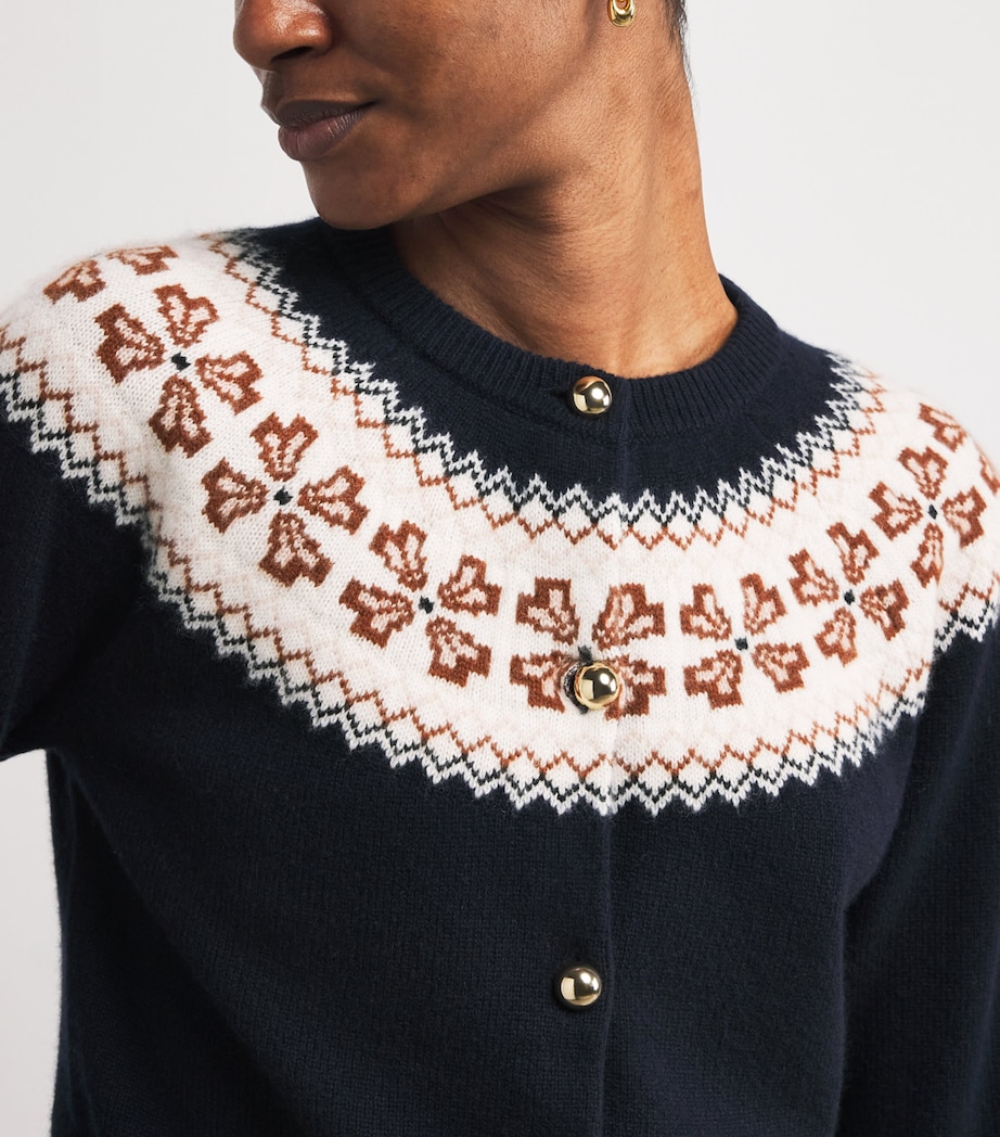 Cashmere Fair Isle Cardigan NAVY Image 6
