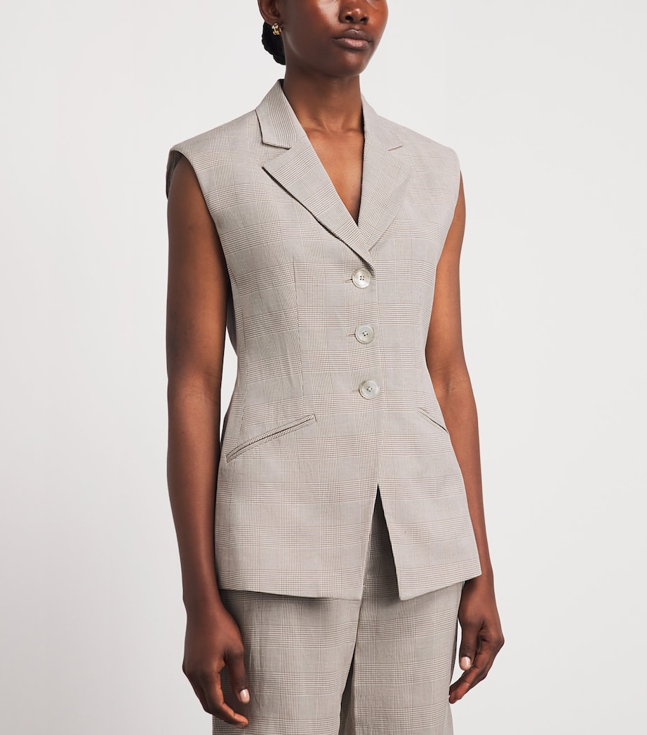 Veronica Beard Womens Plaid Sorenne Waistcoat Acorn/dove Image 4