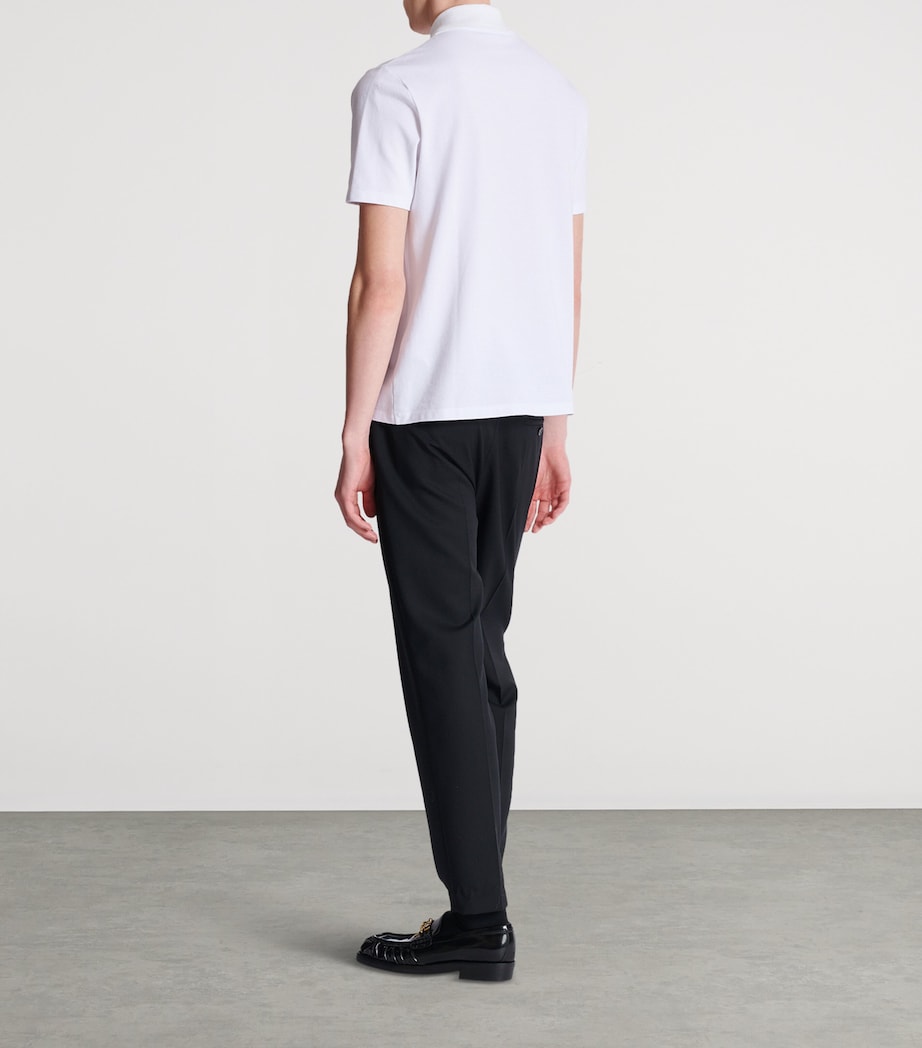 Cotton Crest Print Polo Shirt GAB BLANC/NOIR Image 6