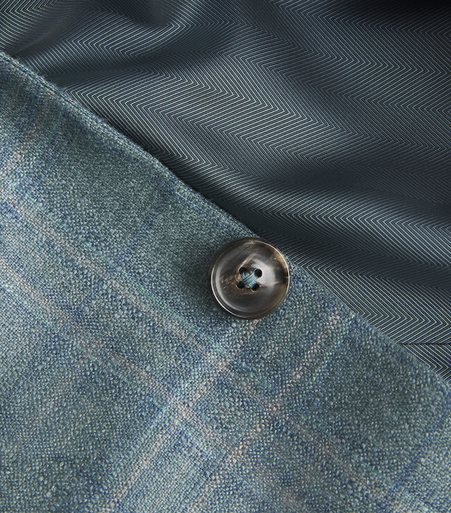 Canali Mens Silk-Cashmere Chequered Blazer Image 5