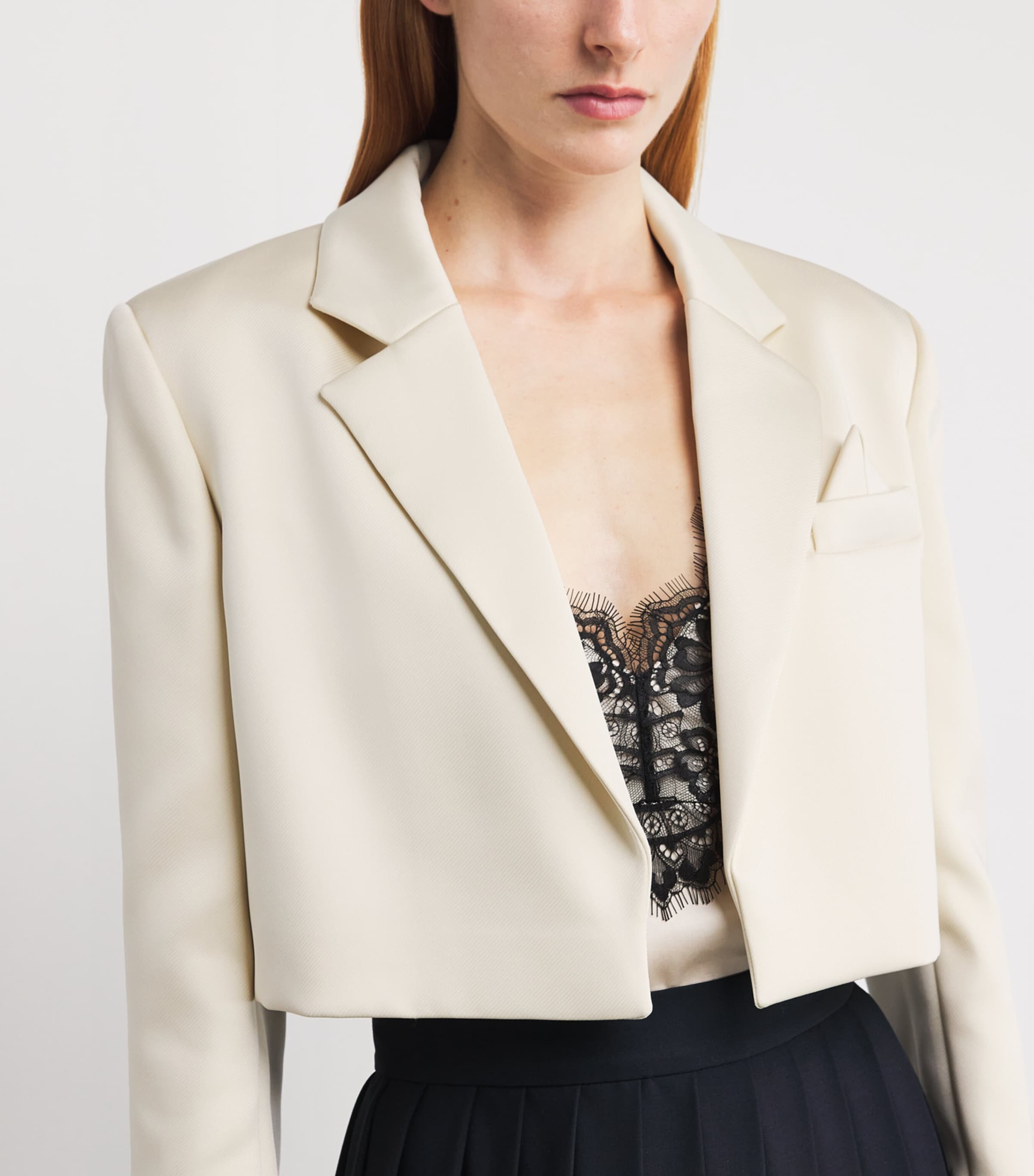 Satin Cropped Vivane Blazer IVORY Image 6