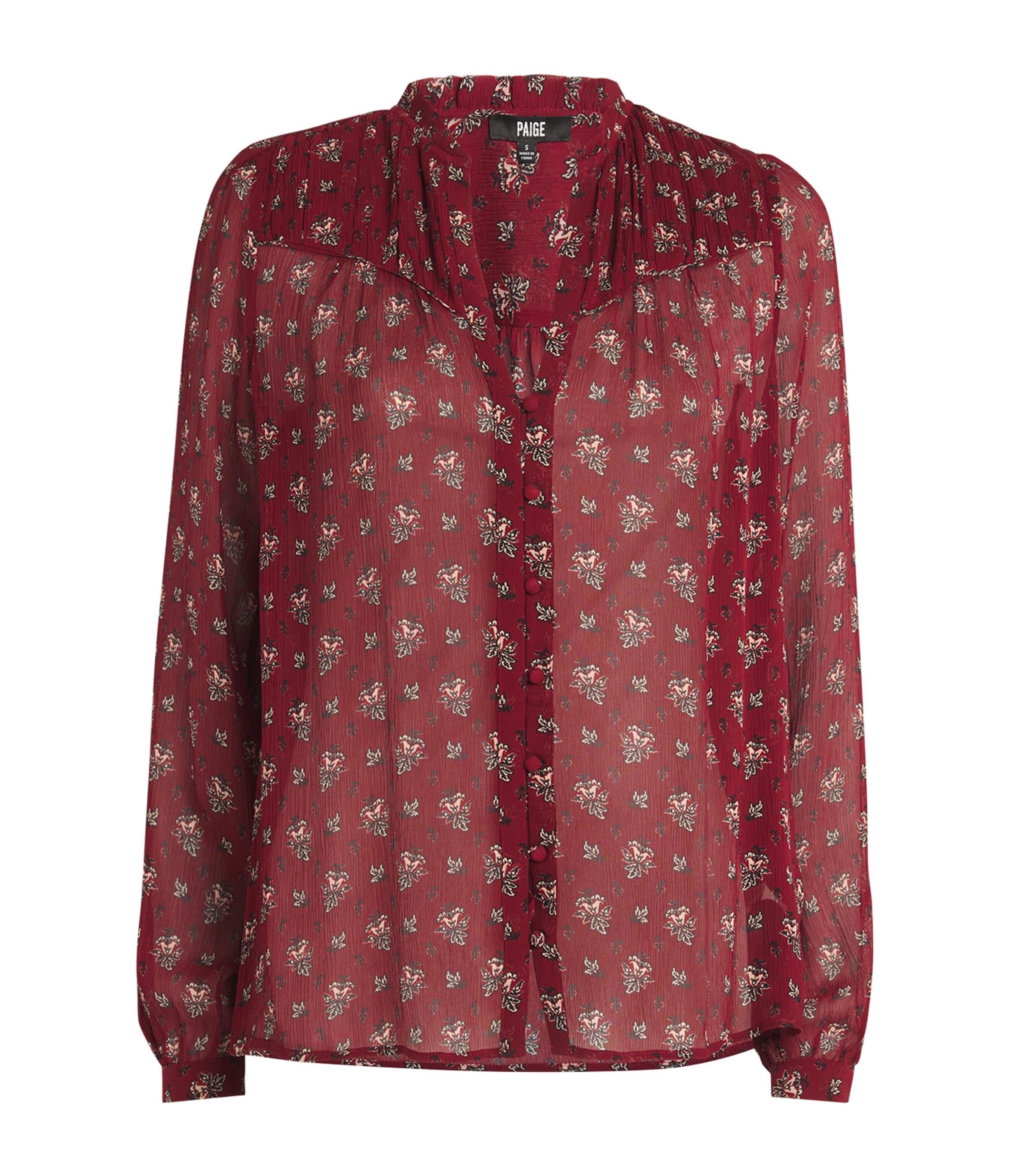 Shop Paige Silk Monika Blouse In Burgundy