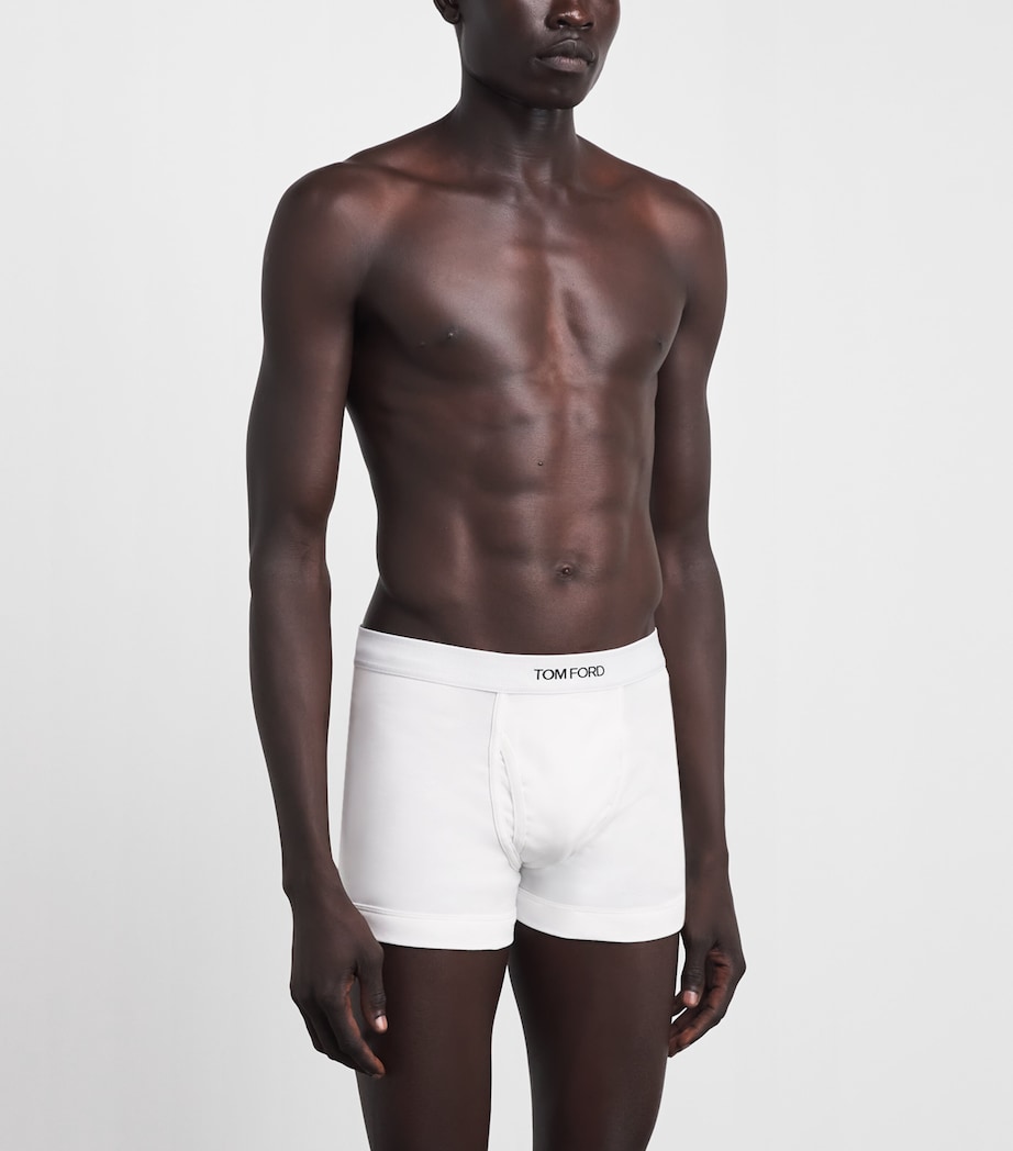 TOM FORD Mens Stretch-Cotton Logo Boxer Briefs (Pack of 2) White Image 2