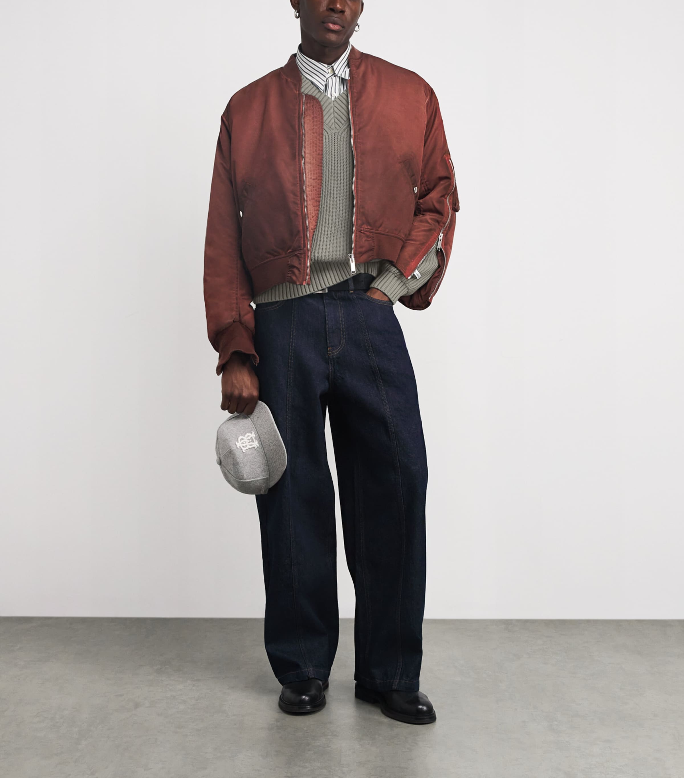 Cotton Rib-Knit V-Neck Sweater SAGE Image 2