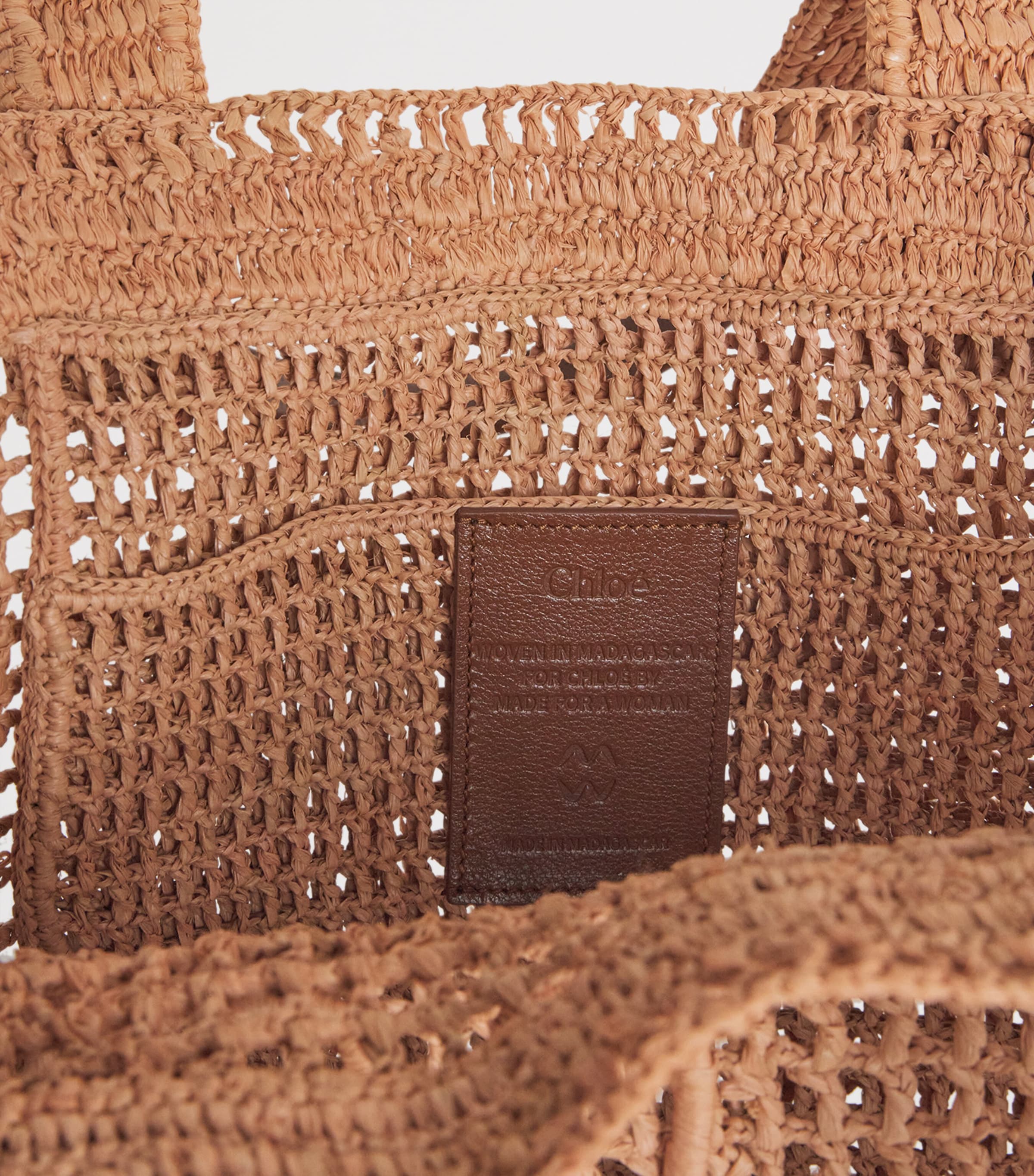 Chloé Raffia Summer Banana East-West Tote Bag Summery Beige Image 3