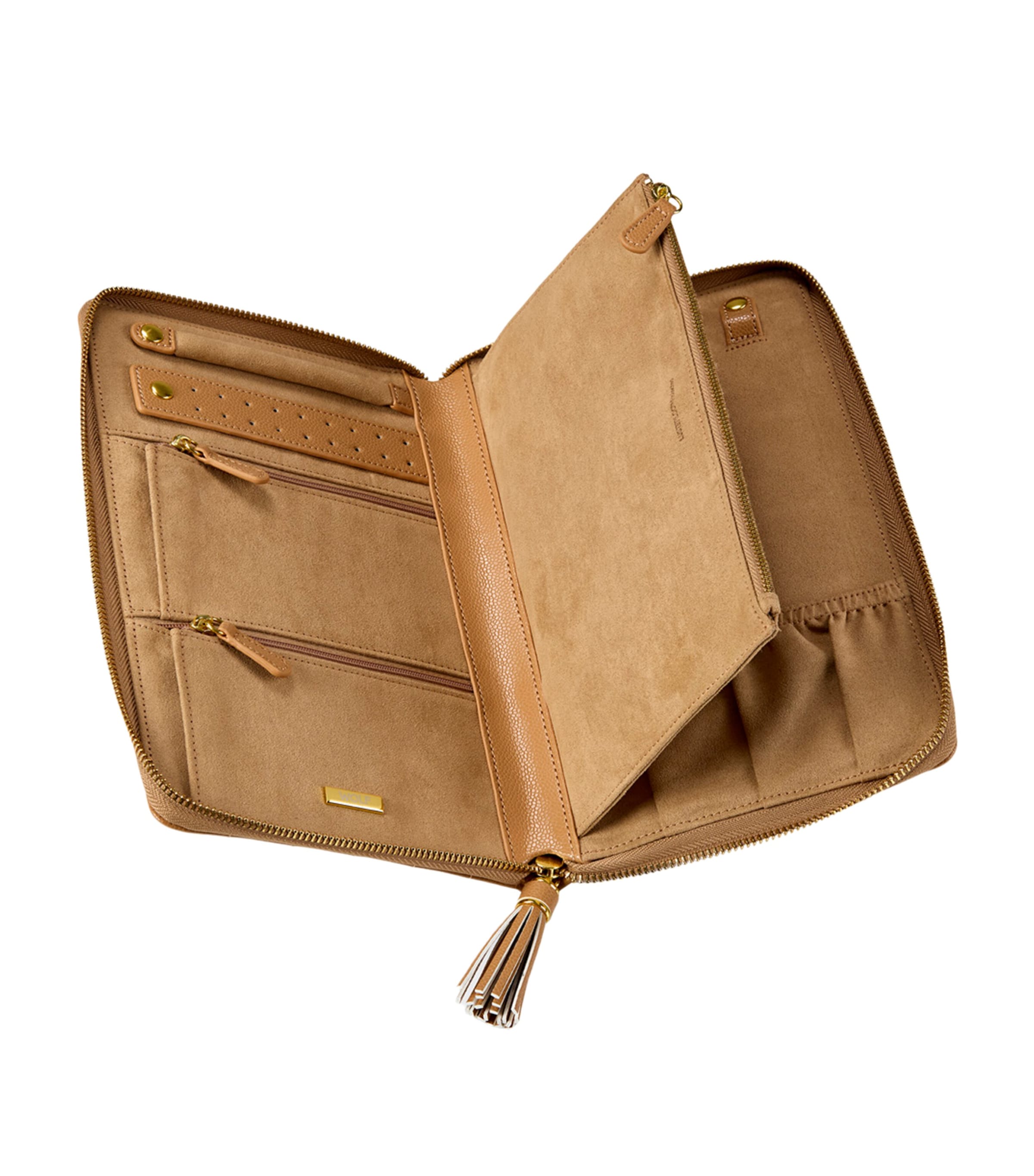 WOLF Large Lauren Portfolio Jewellery Case Caramel Image 3