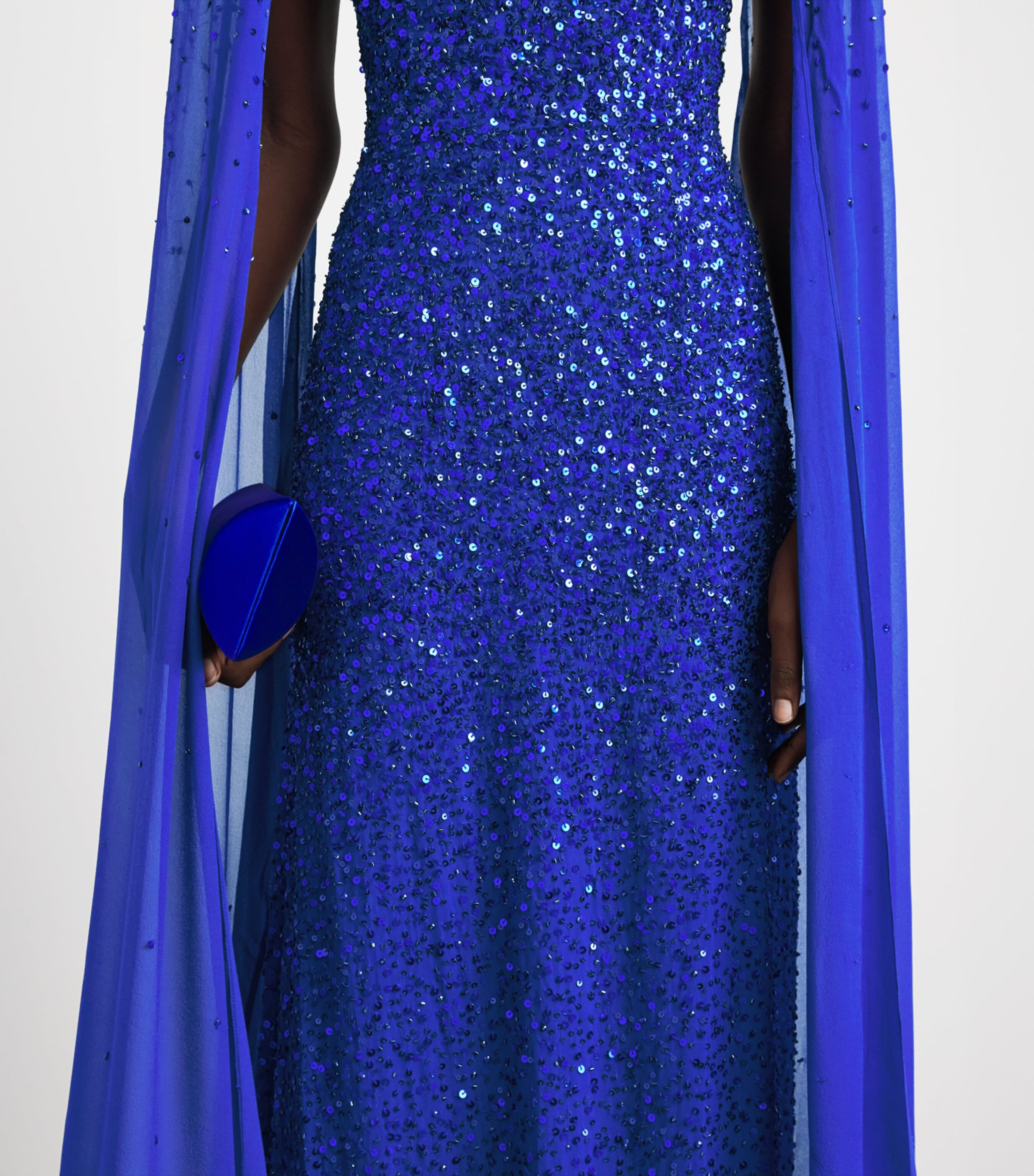 Jenny Packham Womens Sequin Cape Twilight Gown Cobalt Blue Image 5