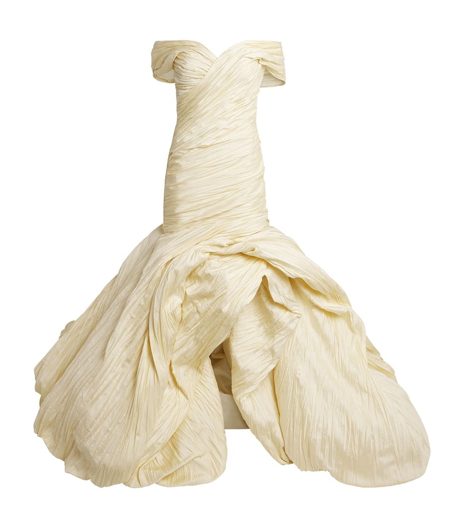 Marmar Halim Womens Taffeta Off-The-Shoulder Yuliet Gown Butter Yellow Image 1