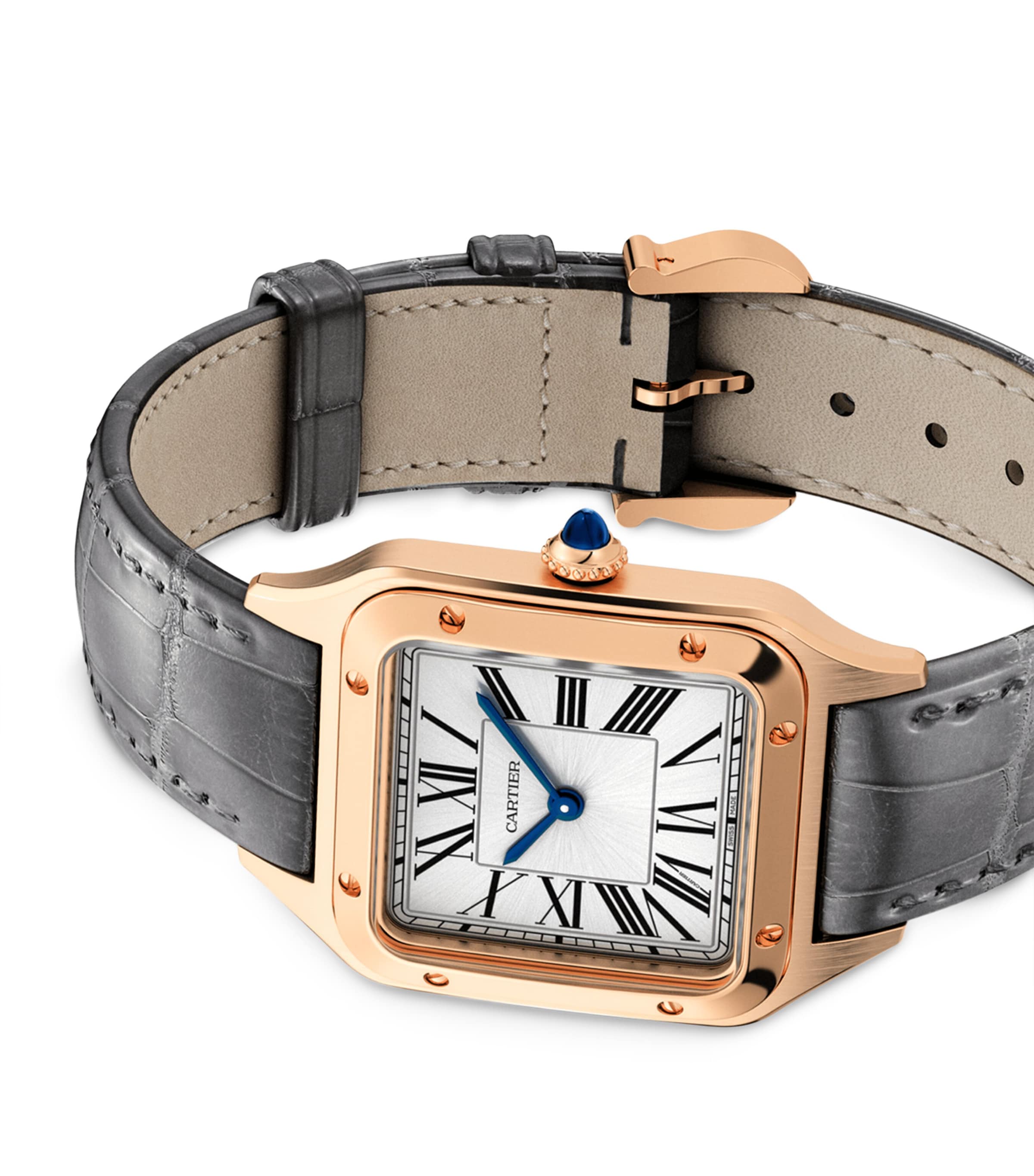 Cartier Rose Gold Santos-Dumont Watch 27.5mm Grey Image 3
