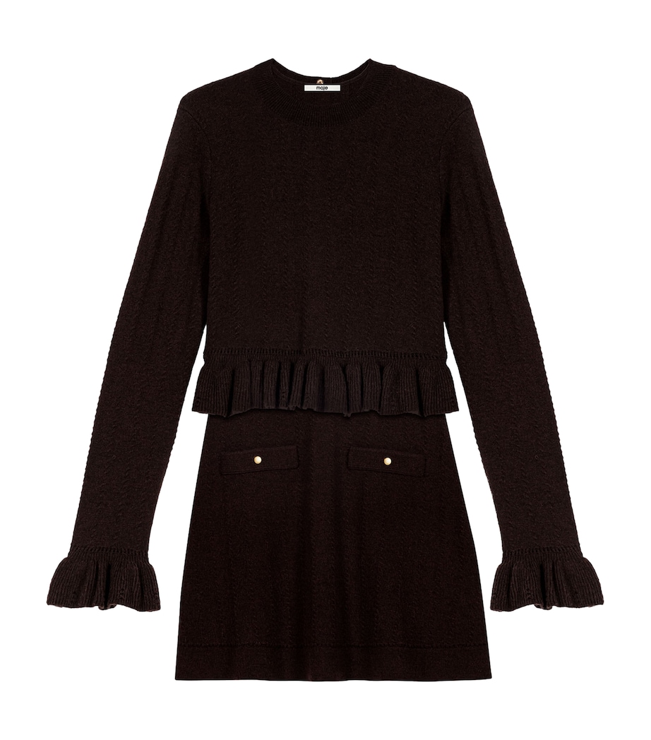 Maje Womens Cable-Knit Mini Dress Dark Brown Image 1