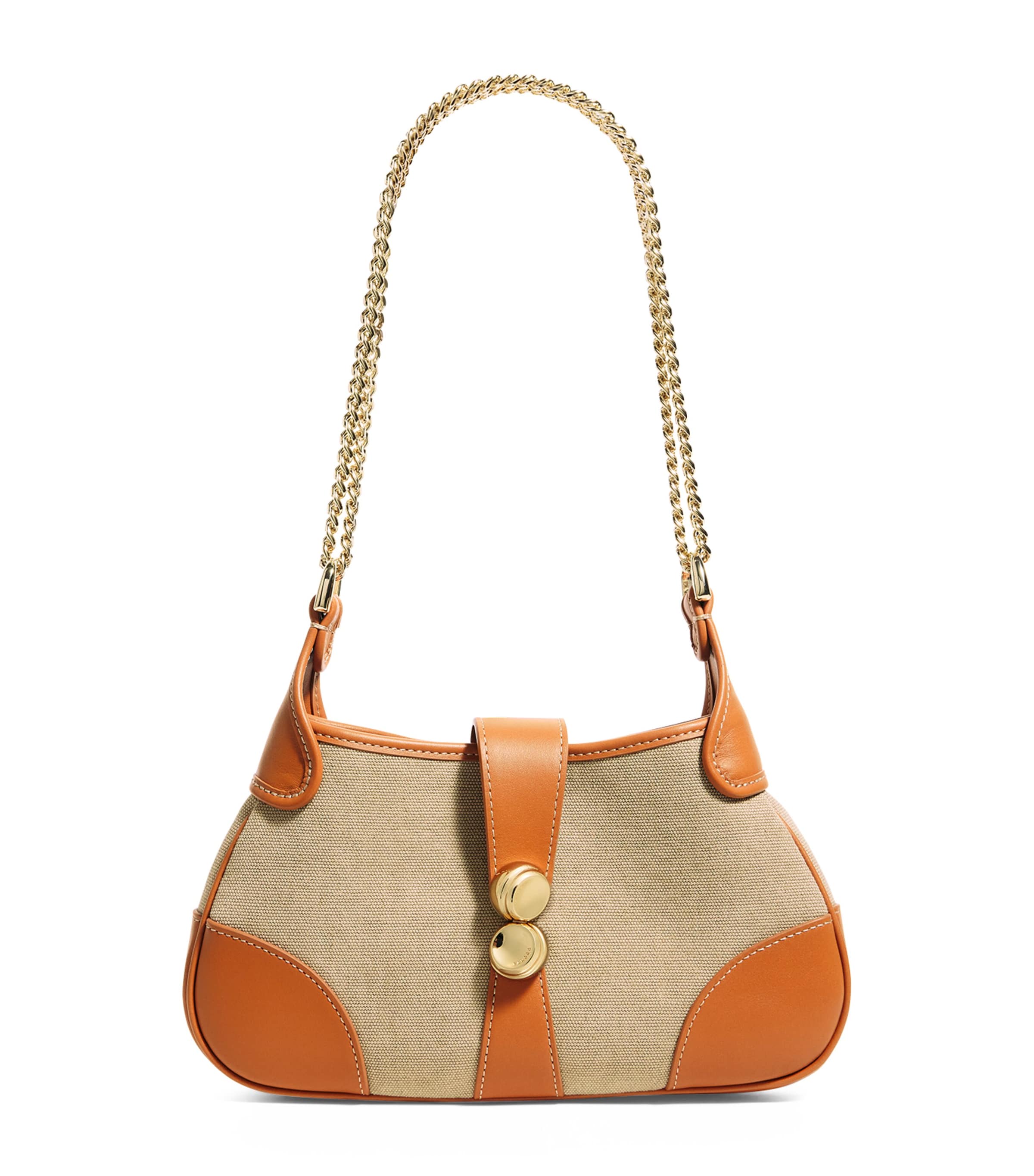 Sandro Womens Naturels Hardware-embellished Canvas And Leather Shoulder Bag In Beige