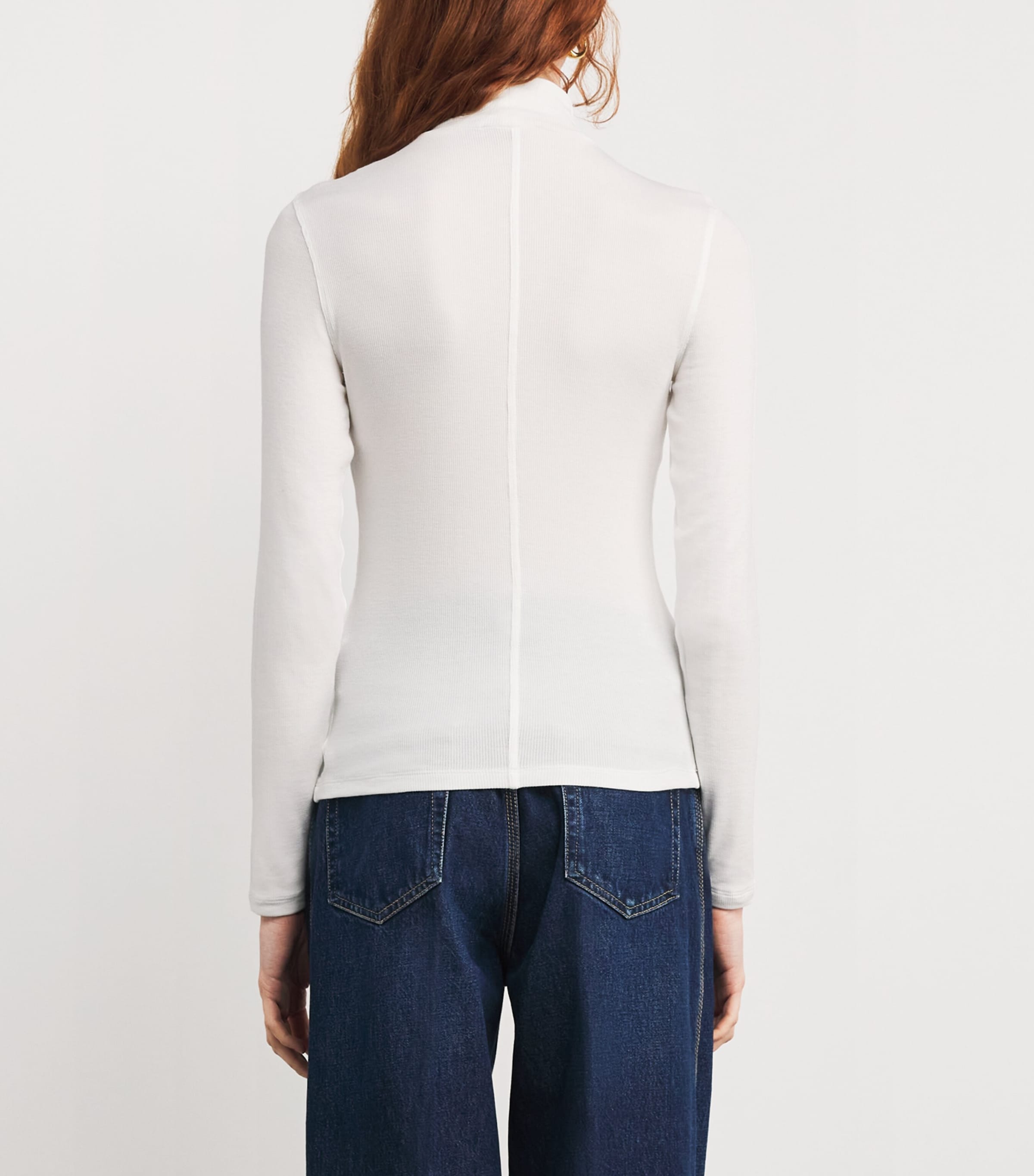 Modal Ribbed Rollneck Sweater WHITE Image 4