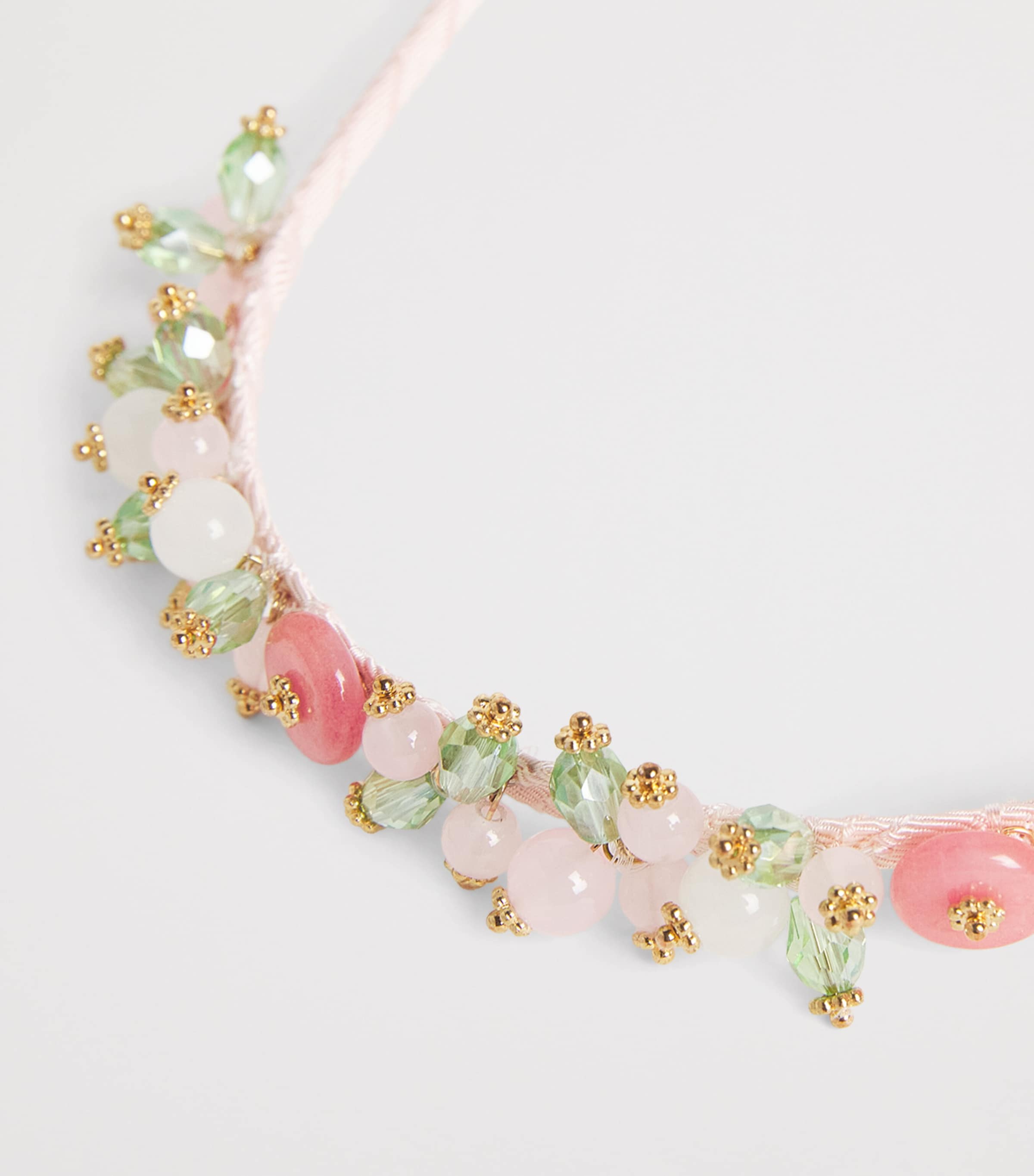 Monnalisa Satin Beaded Headband Antique Pink Image 3