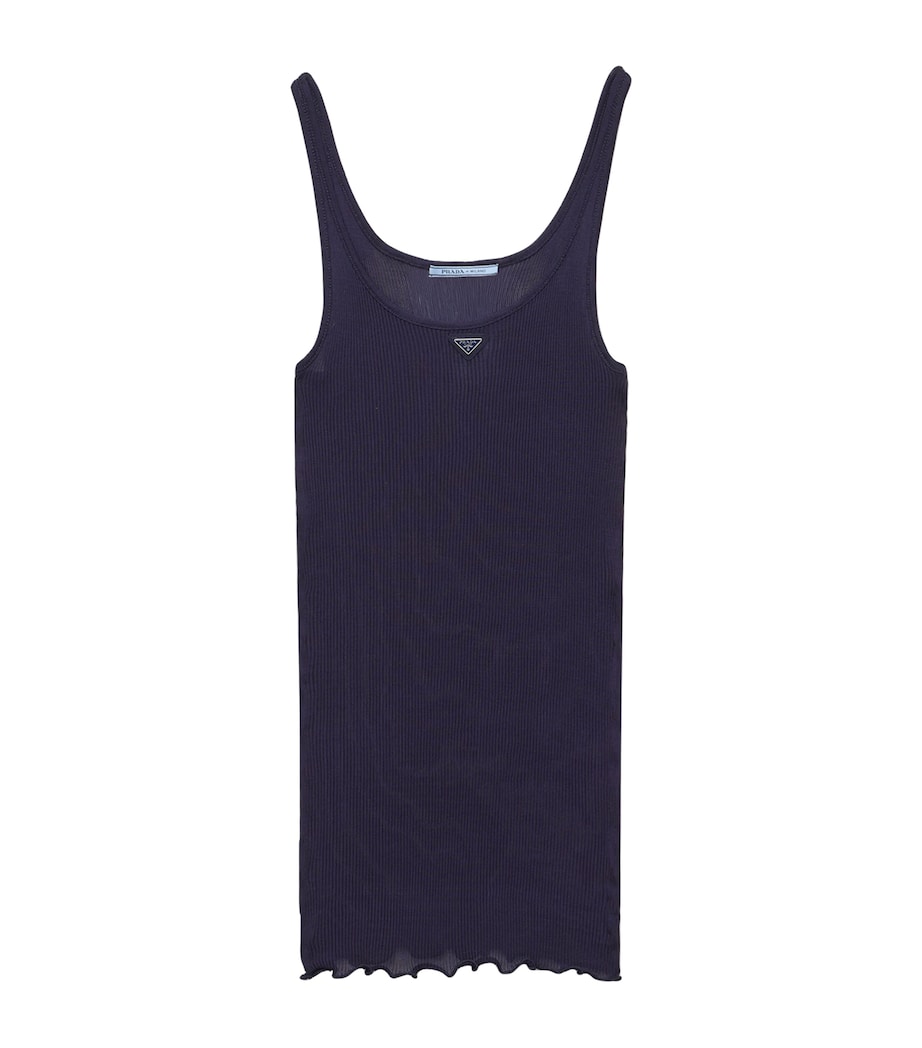 Prada Womens Silk-Knit Tank Top Blue Image 1