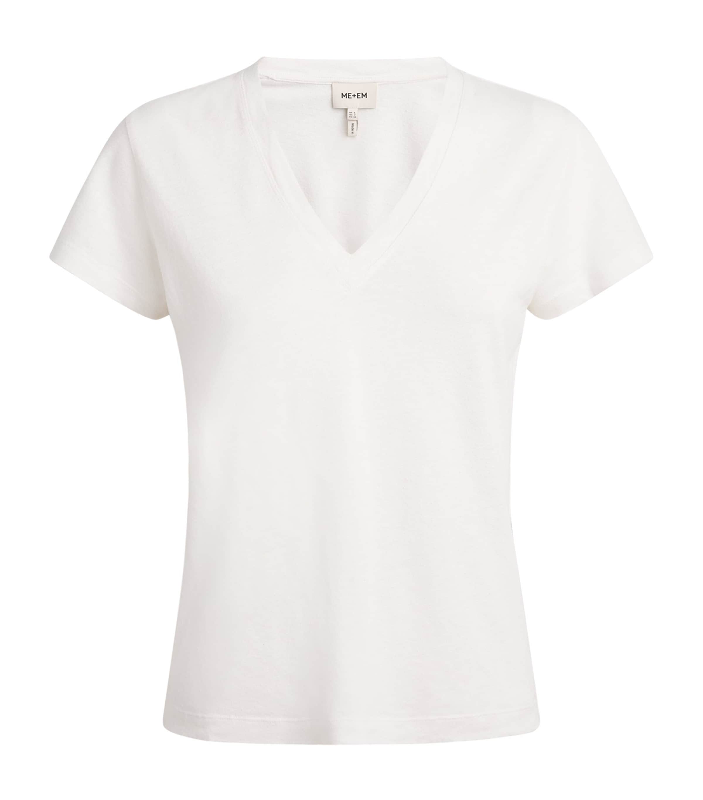 ME+EM Womens Hemp-Cotton V-Neck T-Shirt Fresh White Image 1