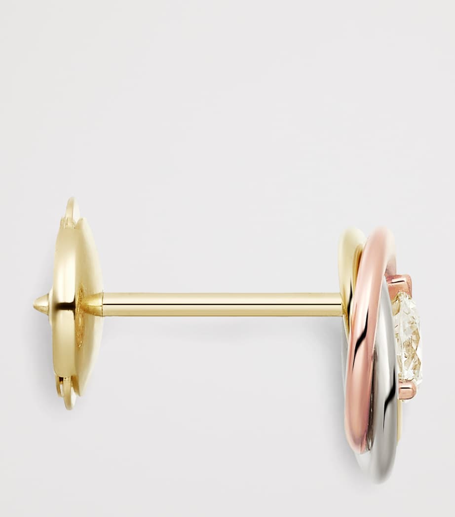 Mixed Gold and Diamond Trinity Stud Earrings MIXED GOLD Image 4