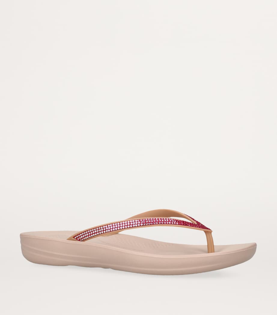 FitFlop Iqushion Sparkle Flip Flops Beige Image 3