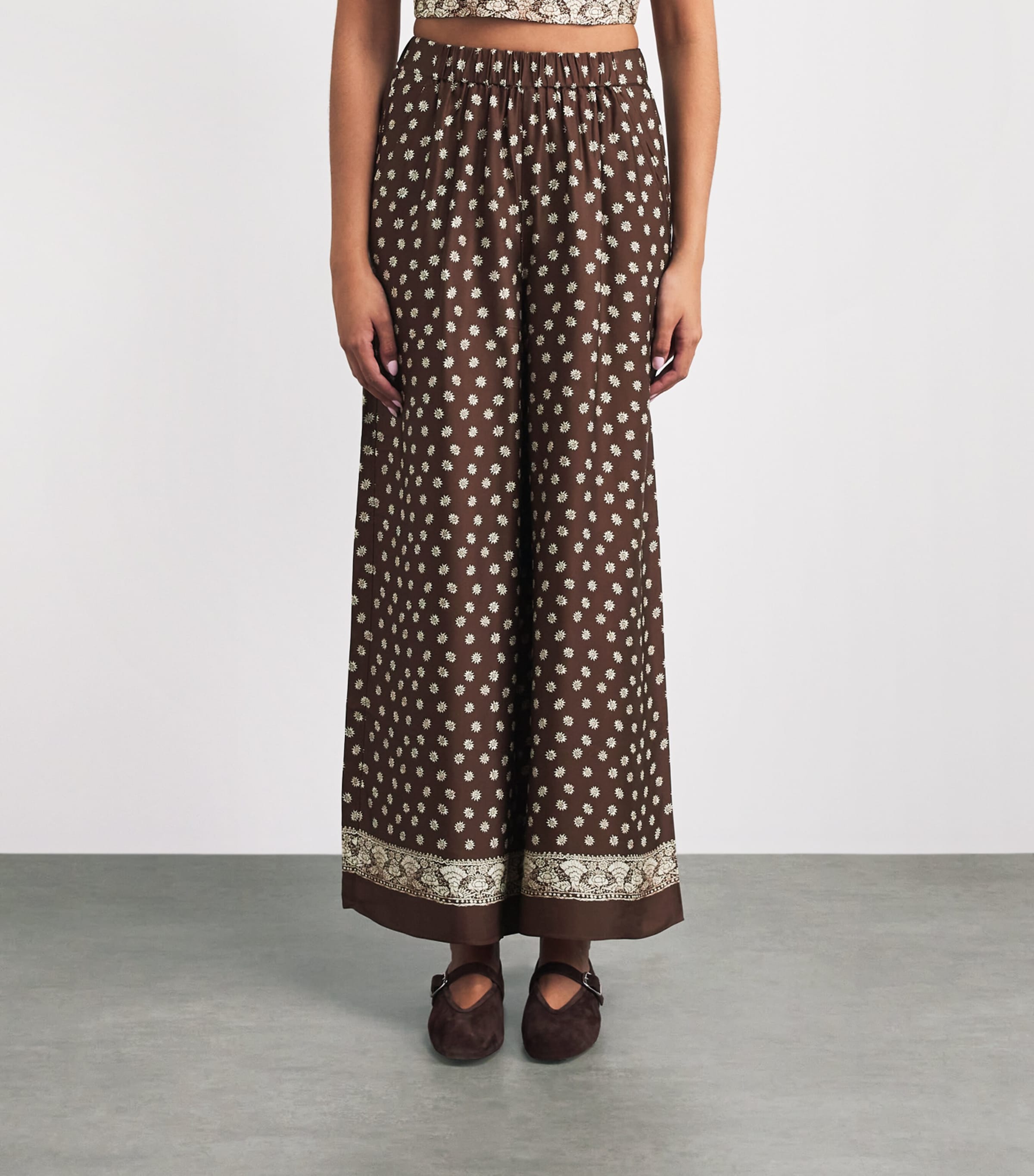 Claudie Pierlot Womens Printed Wide-Leg Trousers Dark Print Image 4