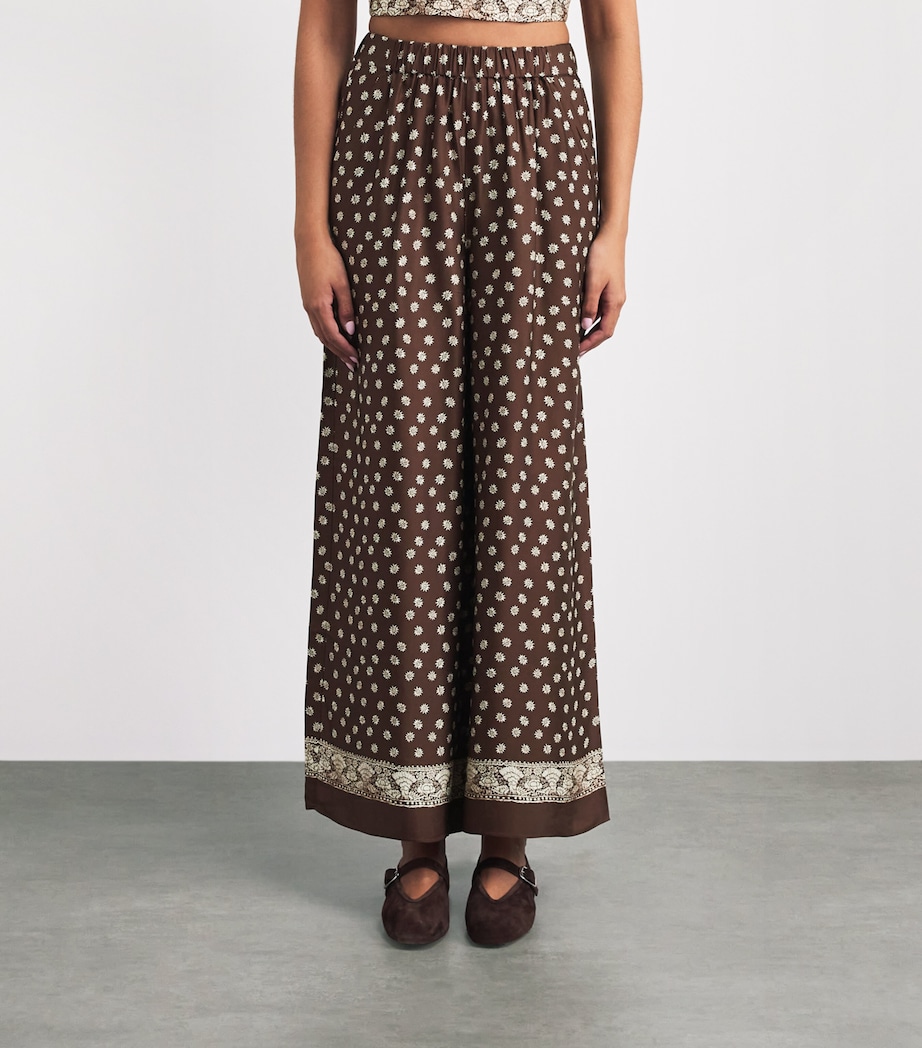 Claudie Pierlot Womens Printed Wide-Leg Trousers Dark Print Image 4