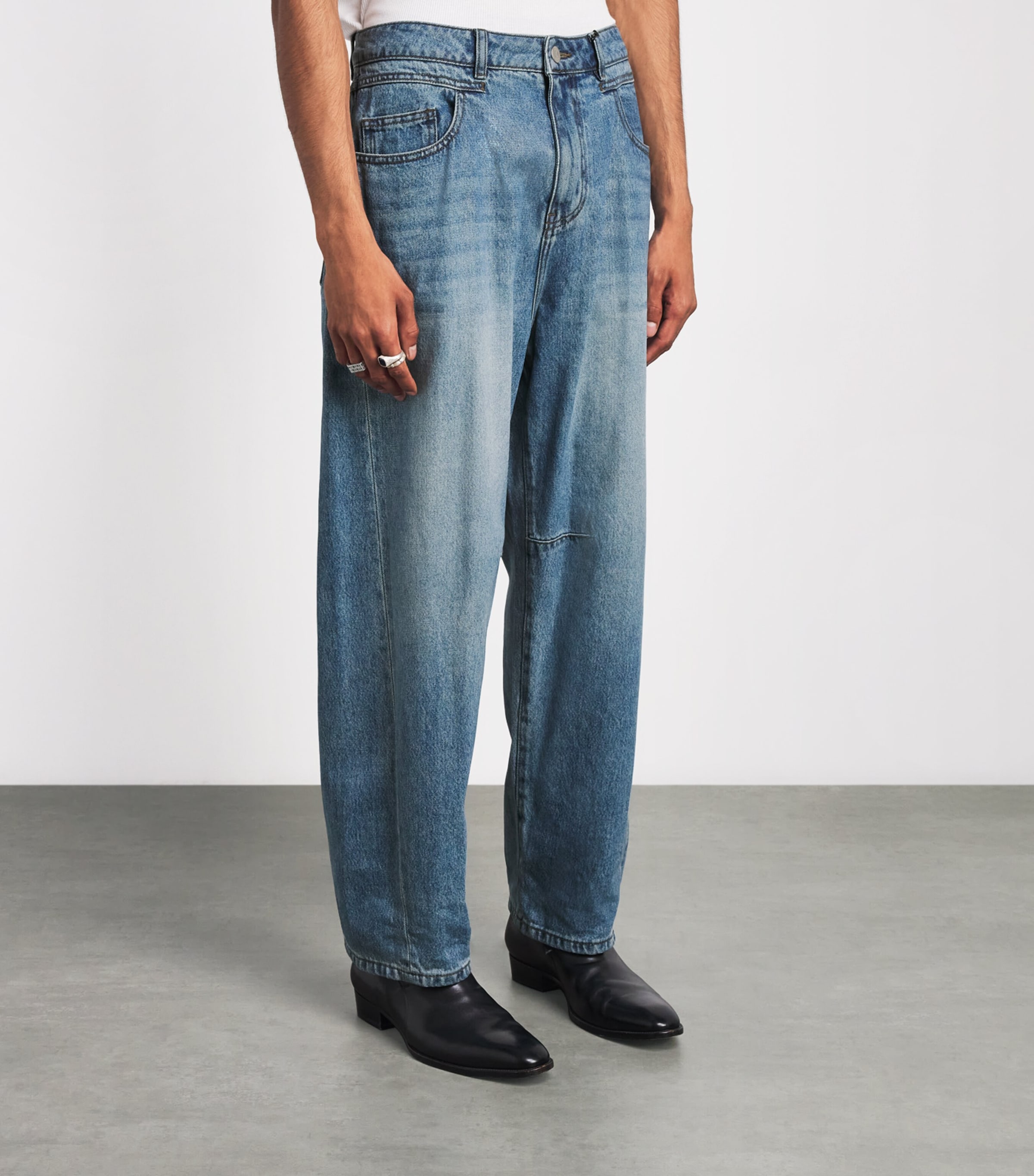 System Mens Coated Baggy Jeans Blue Image 4