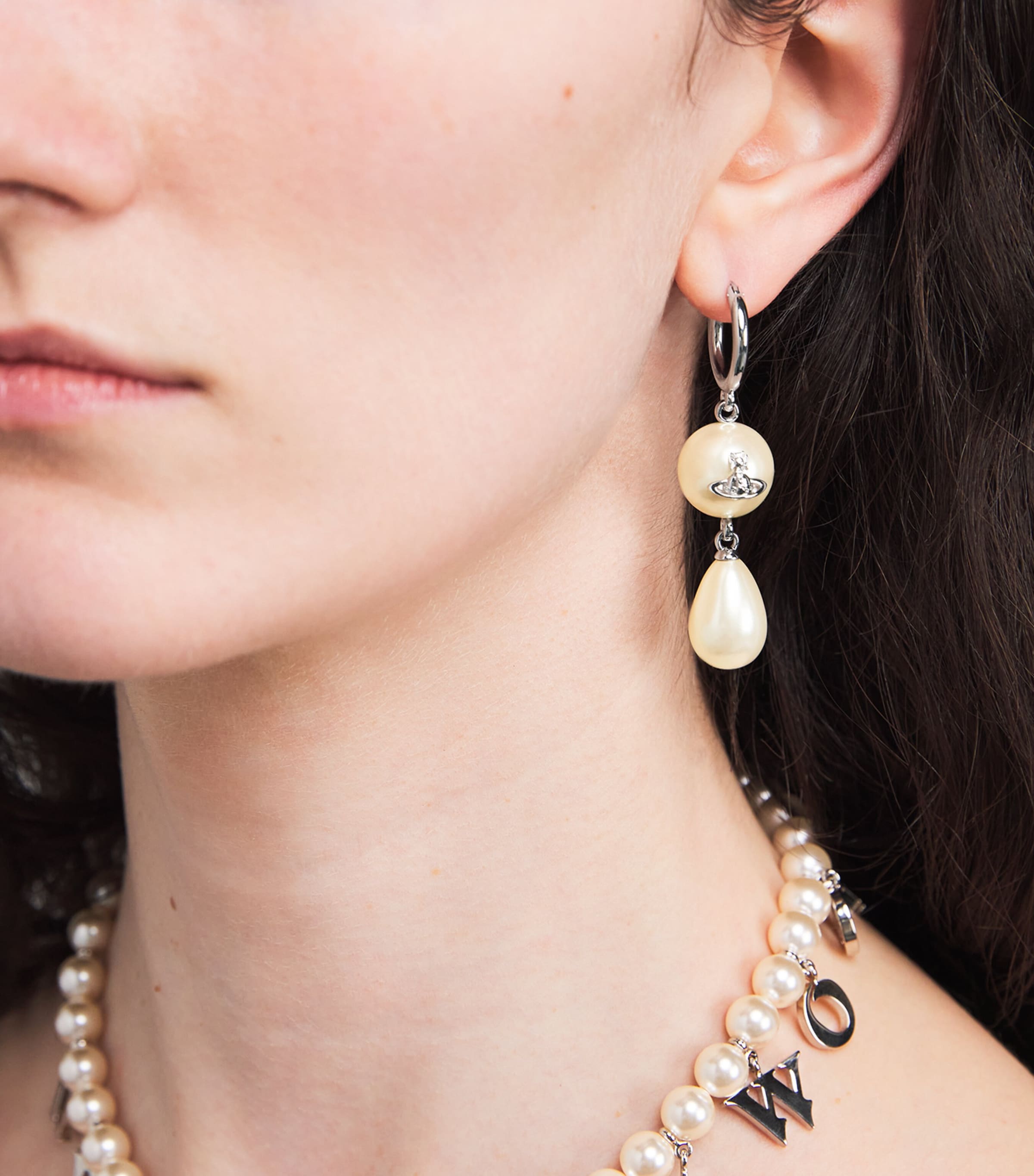 Vivienne Westwood Faux Pearl Martha Drop Earrings Platnium/creamrose Image 5