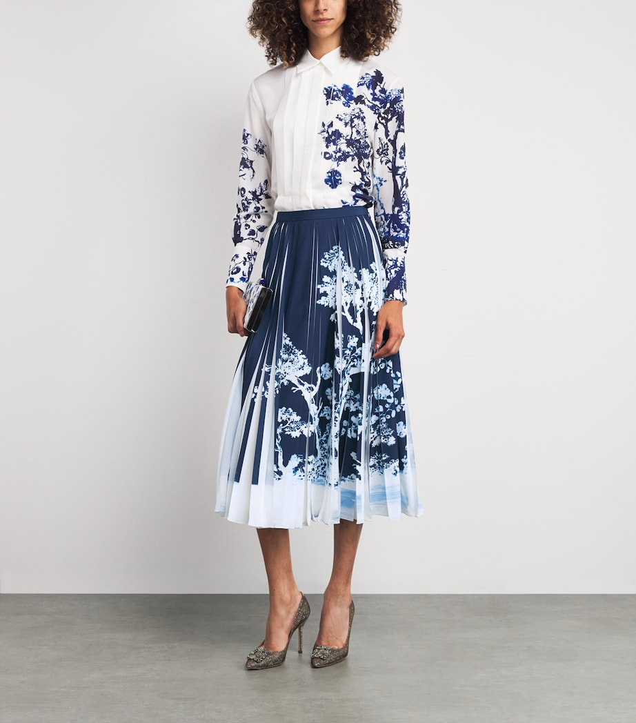 Crepe Pleated Midi Skirt CYANOTYP ETCHNG NAVY Image 2