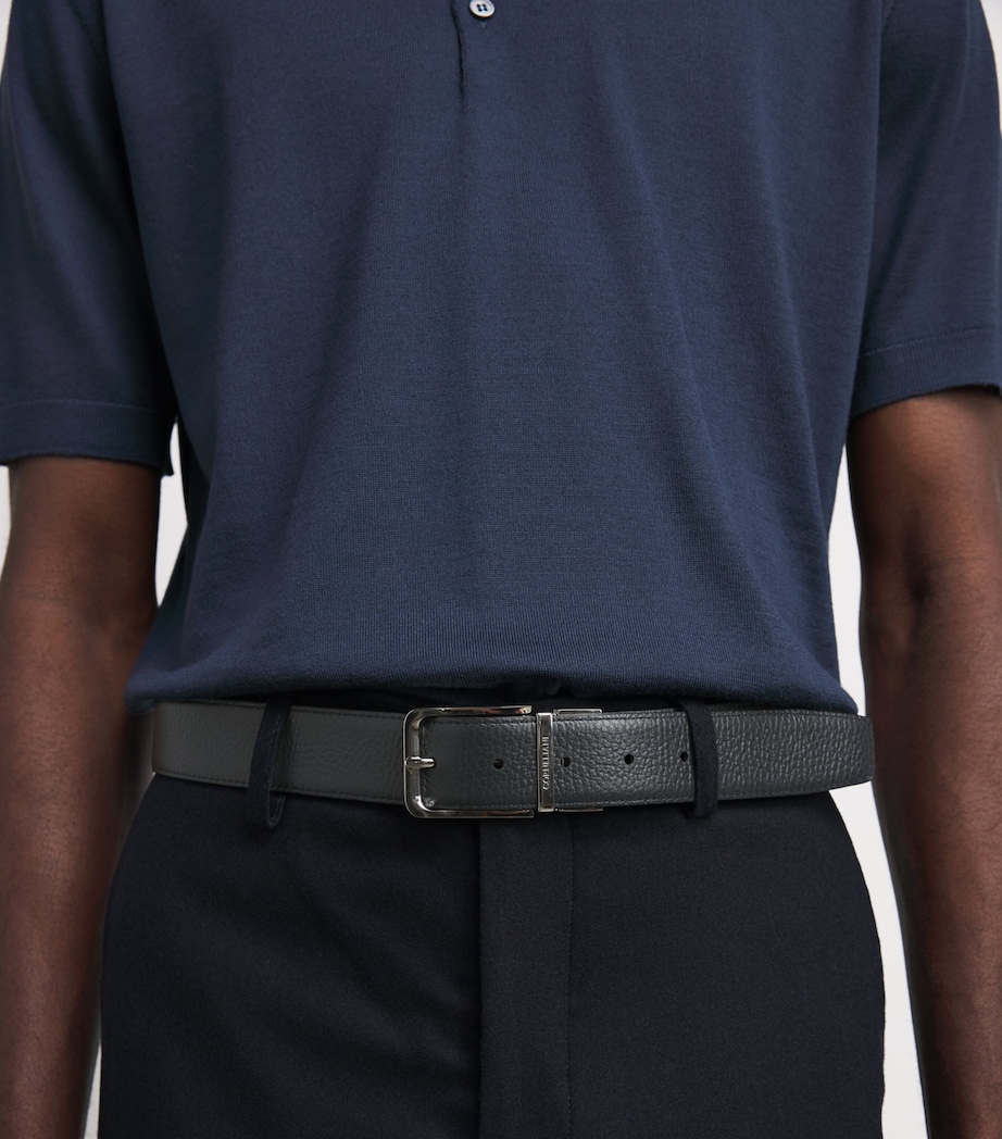 Corneliani Leather Belt Black Print Image 2