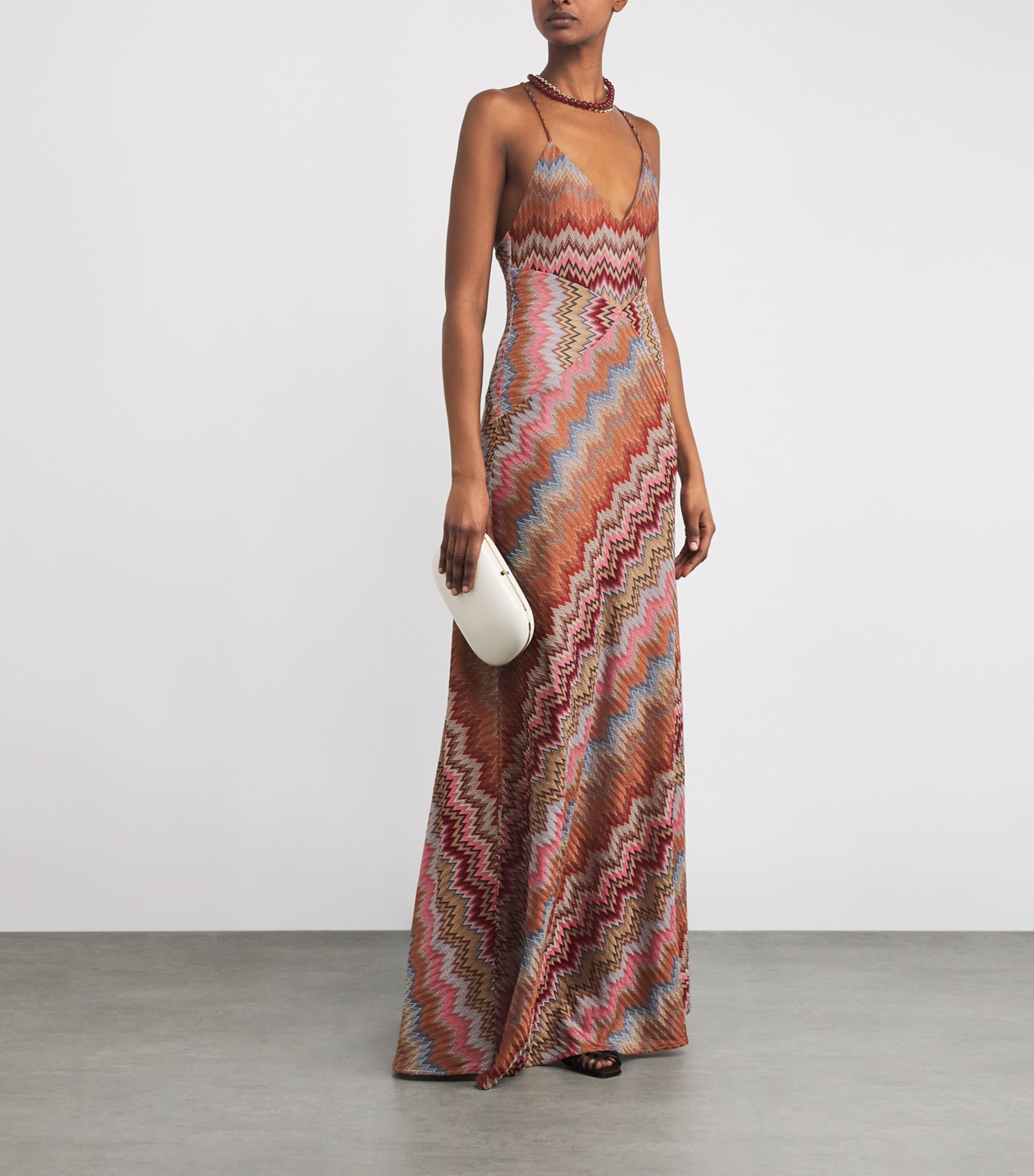 Sleeveless Chevron Maxi Dress SM9Y1 PINK/RUST TONE Image 2