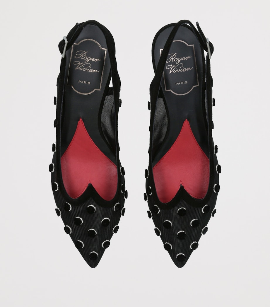 Roger Vivier Womens Mesh I Love Vivier Slingback Pumps 45 Black Image 4