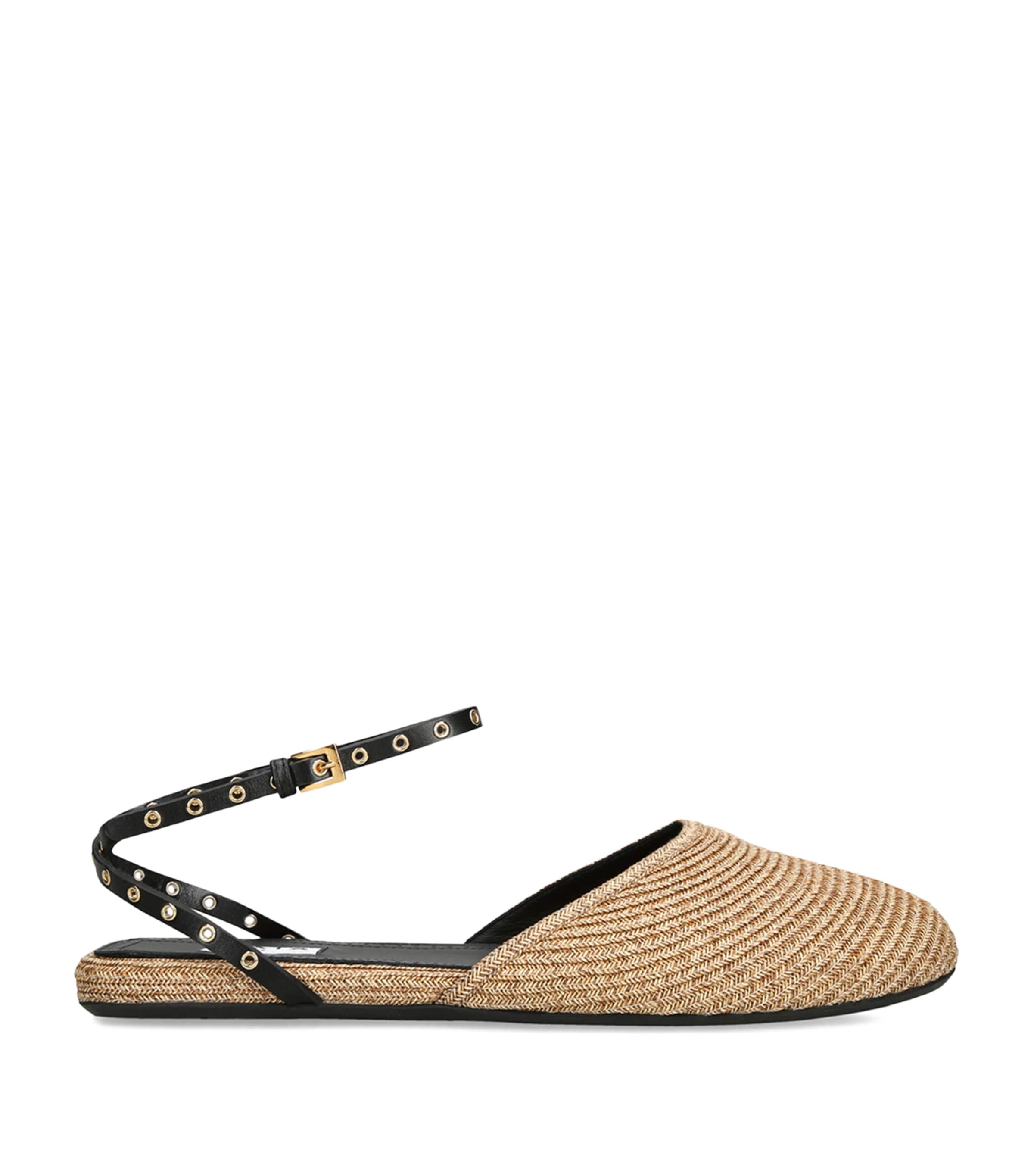 Alaïa Beige Paper Straw Ballerina Flats In Yellow