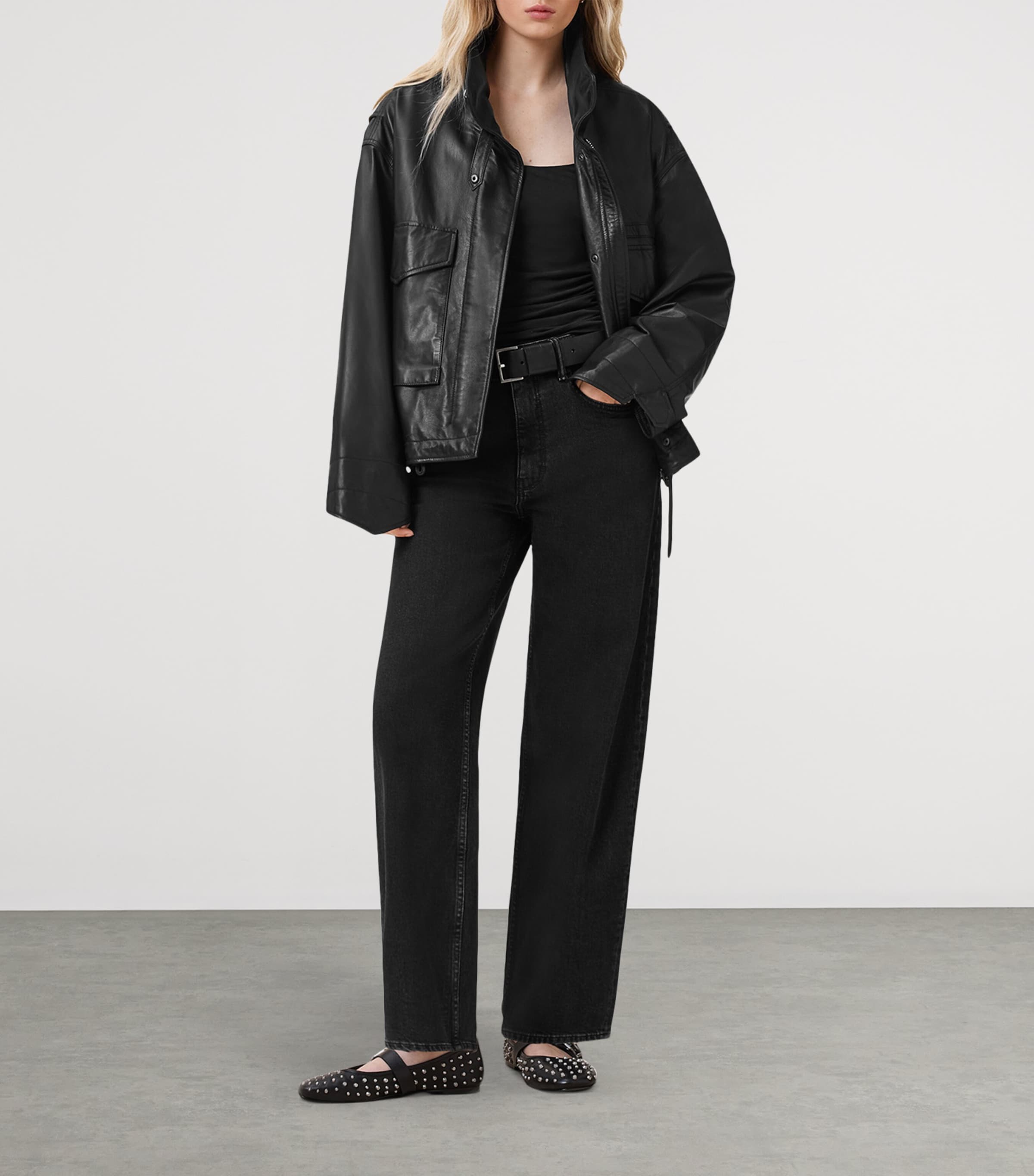 Sadie Barrel-Leg Jeans WASHED BLACK Image 7