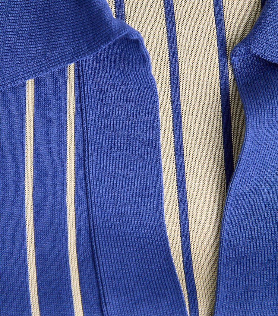 Joseph Womens Stripe Jacquard Polo Shirt Cobalt/affogato Image 5