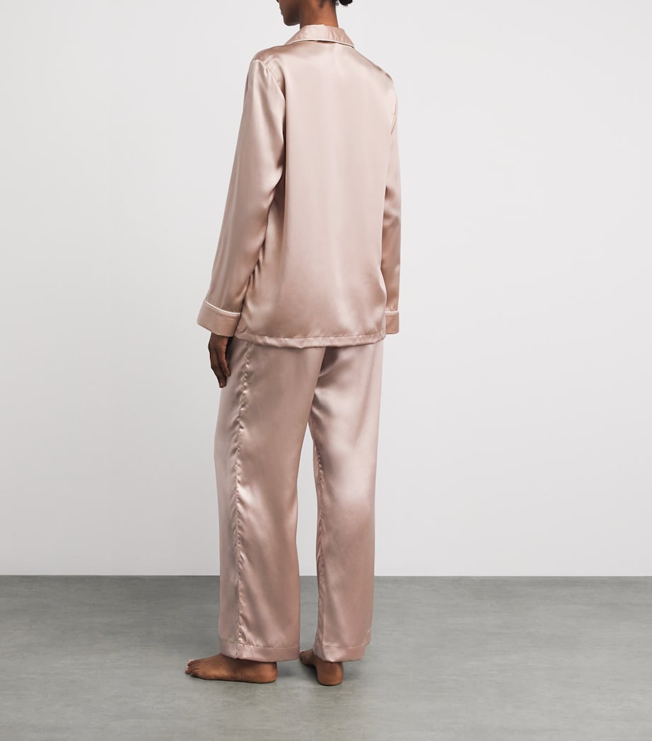 Derek Rose Womens Silk Bailey Pyjama Set Pink Image 4