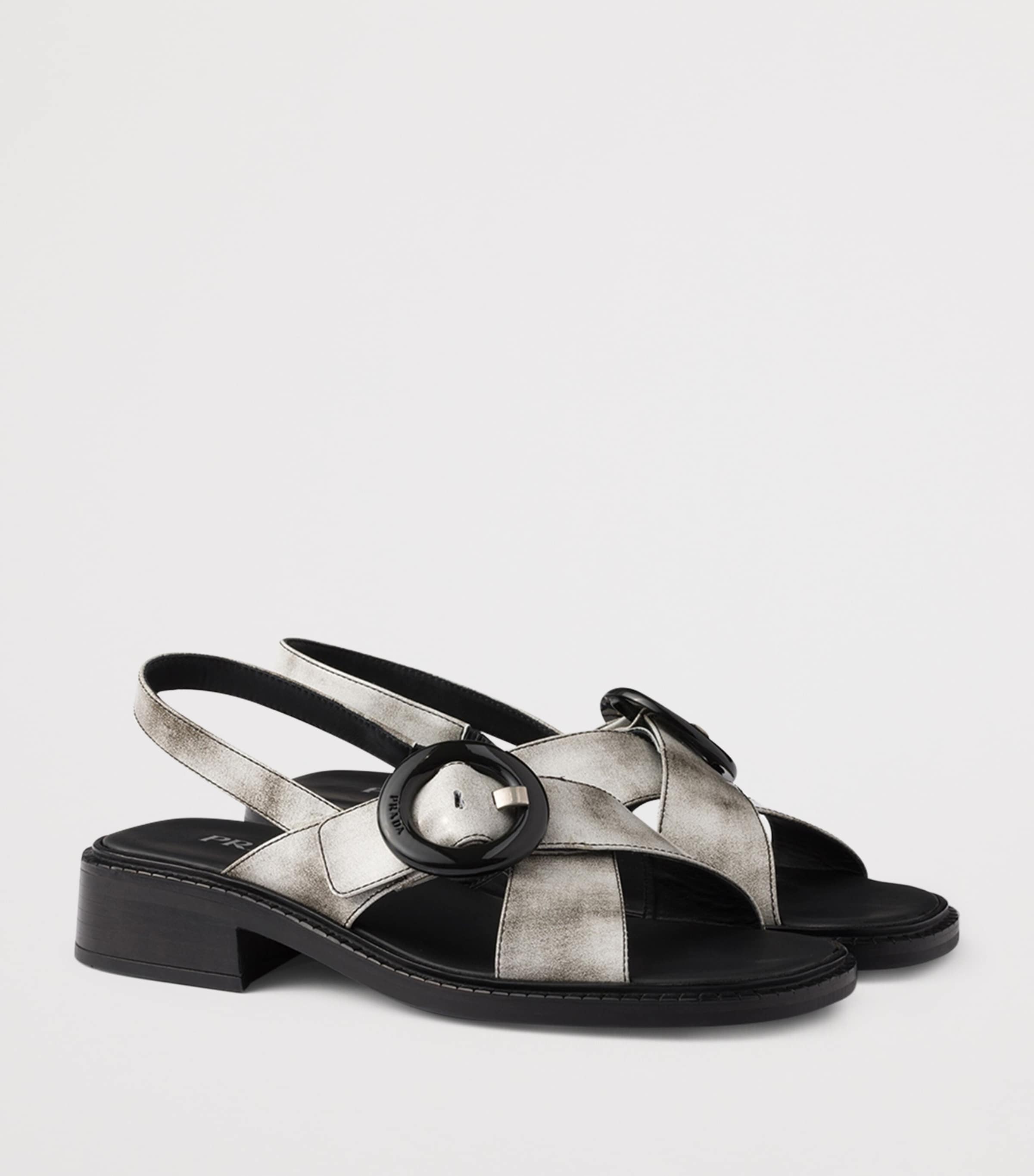 Brushed Leather Heeled Sandals F0009 Image 2