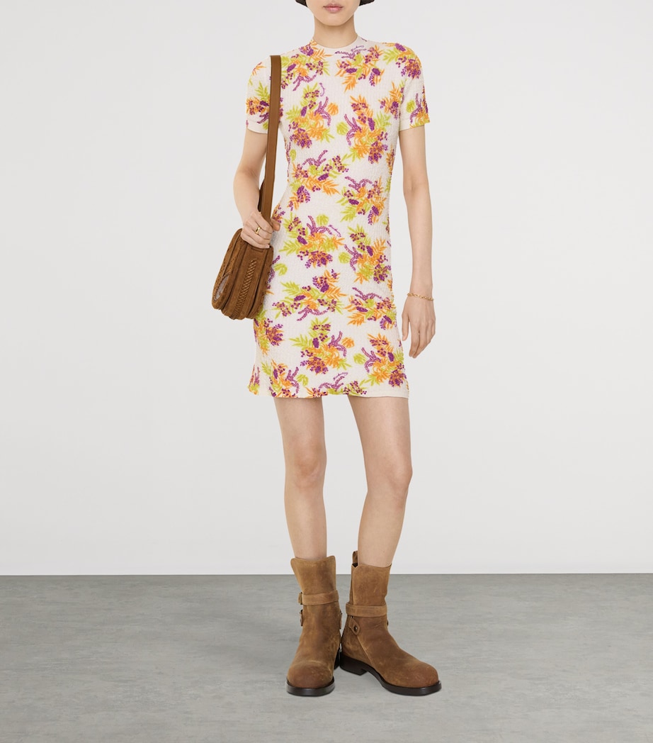 Burberry Womens Floral Print Mini Dress Allium Purple Image 2