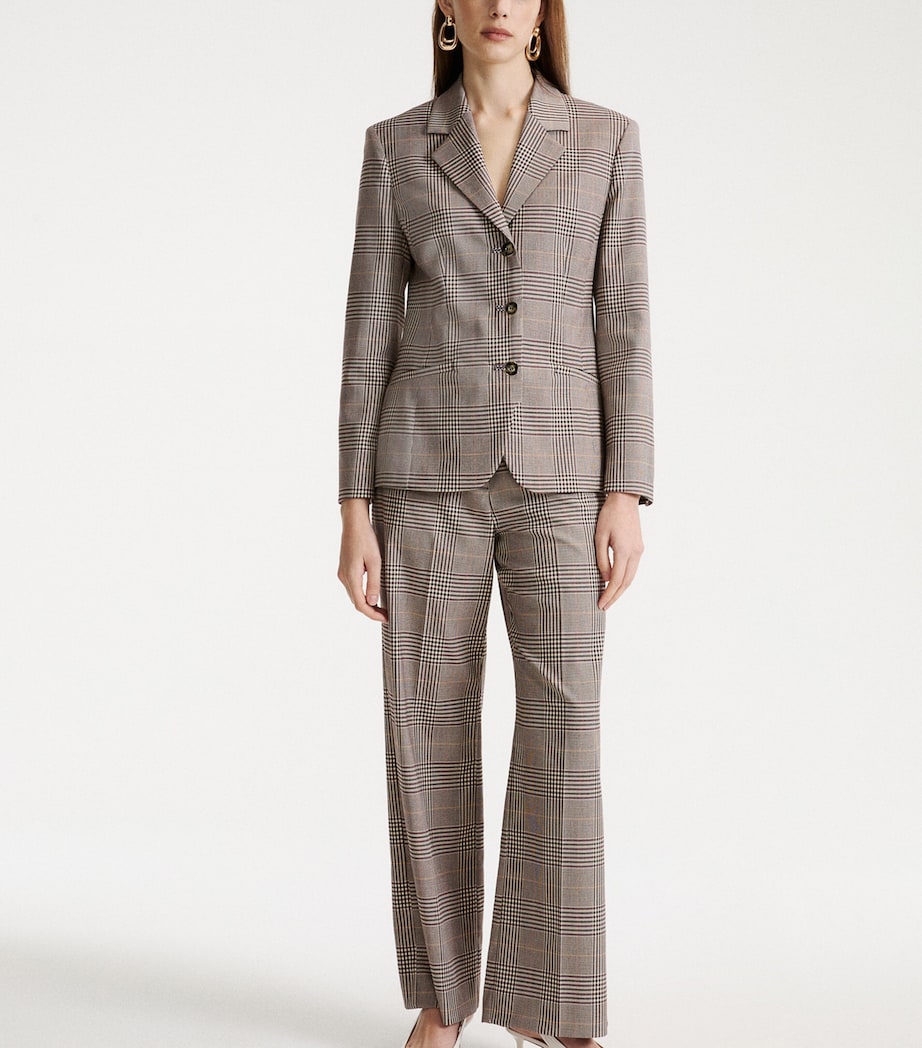 Marella Womens Check Relaxed Trousers Chocolate Image 2