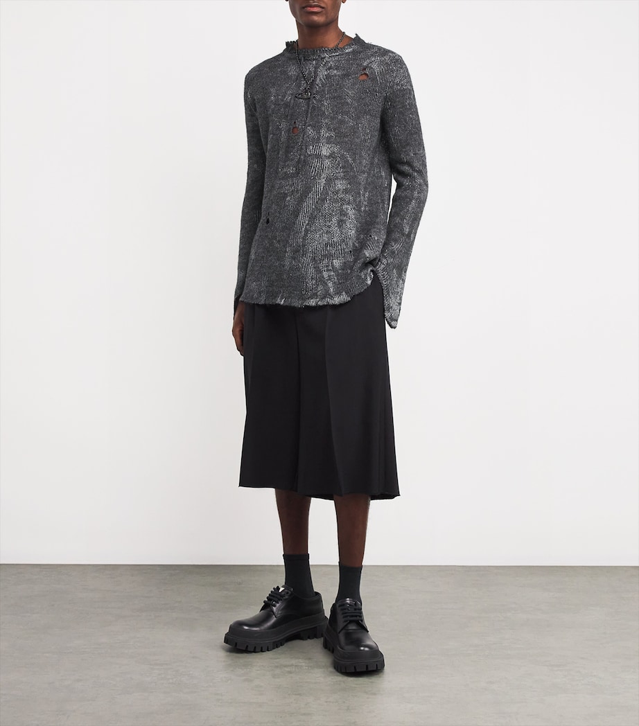 Distressed Knitted Sweatshirt P401-REFLECTIVE GREY Image 2