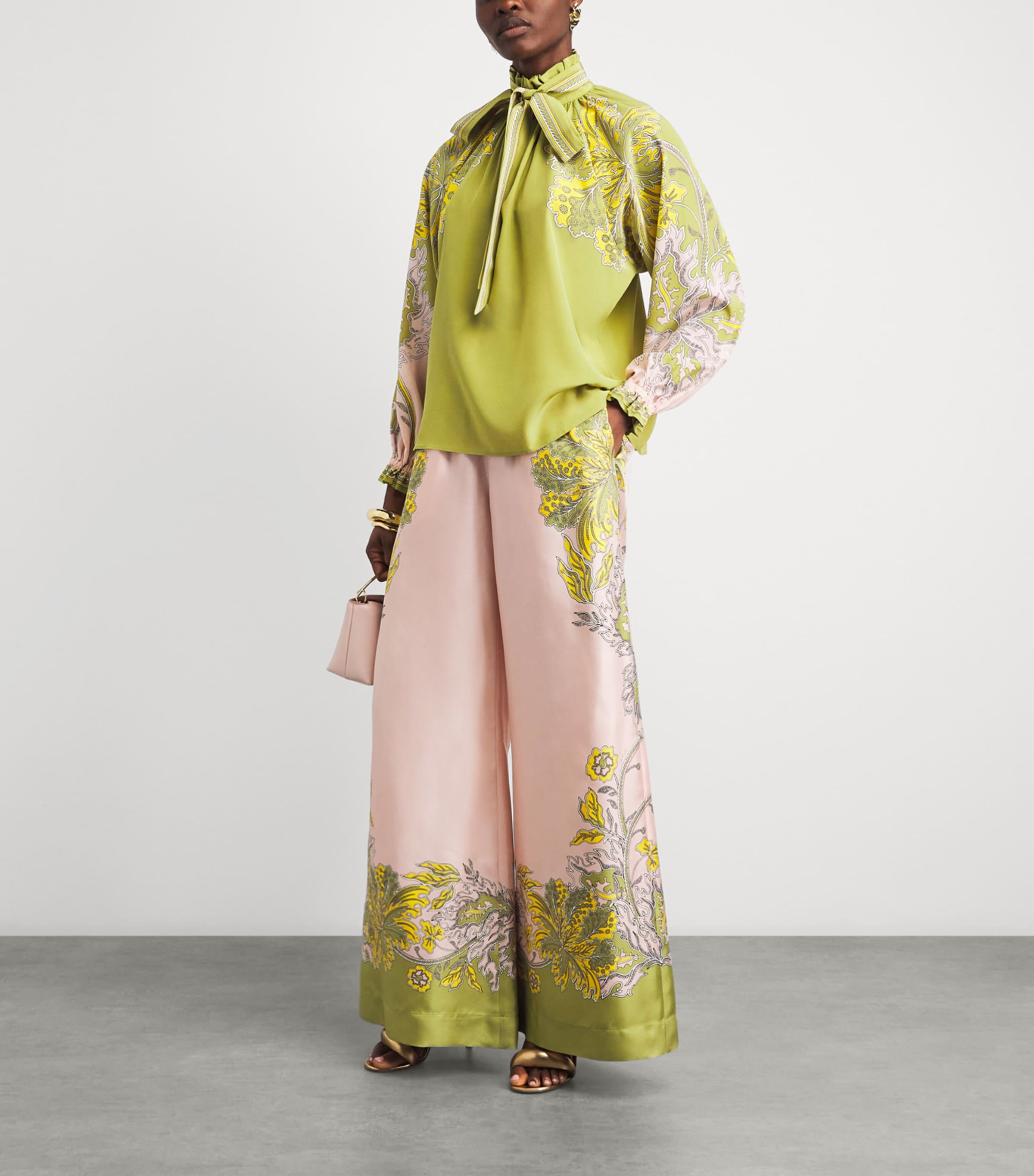 La Doublej Womens Silk Printed Blouse with Scarf Swathe Placée Image 2
