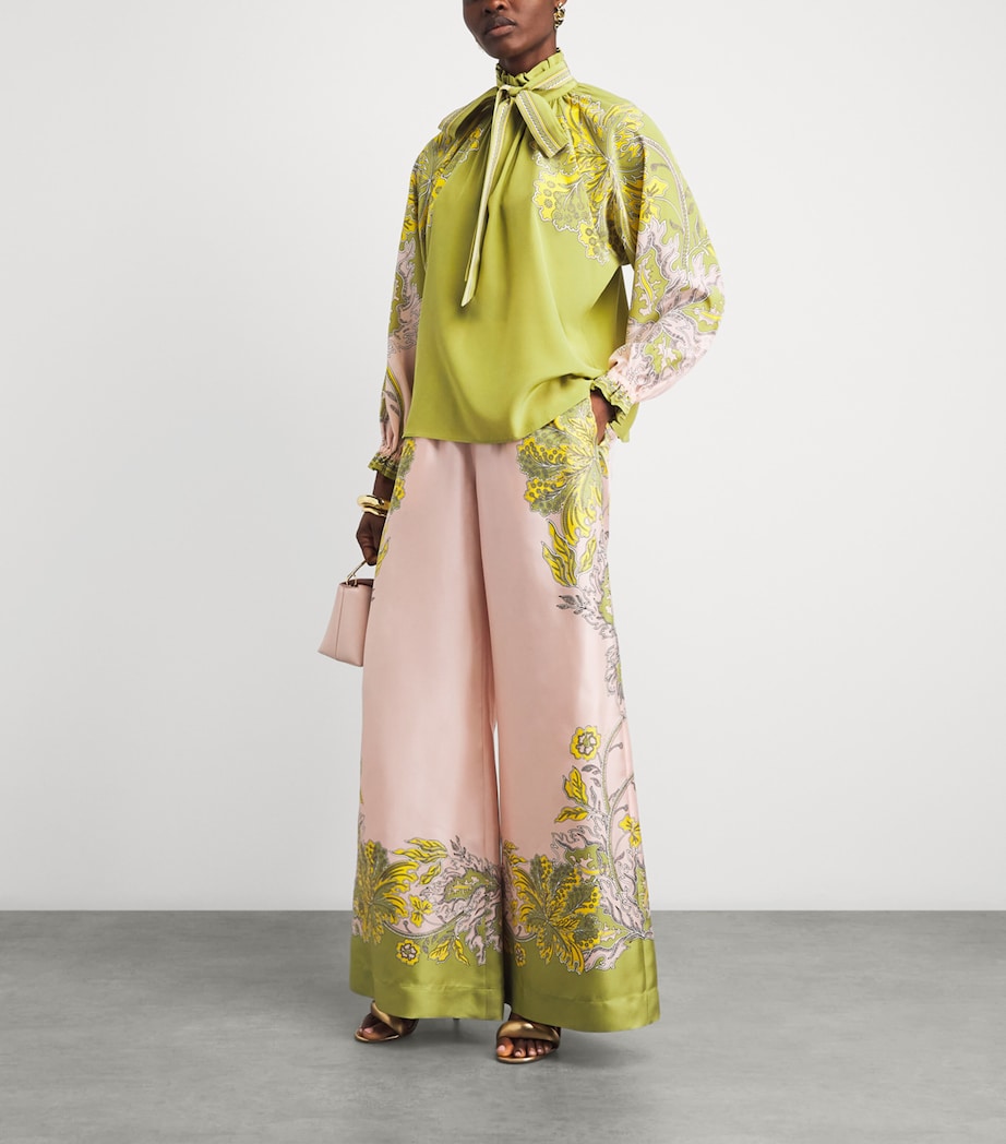 La Doublej Womens Silk Printed Blouse with Scarf Swathe Placée Image 2